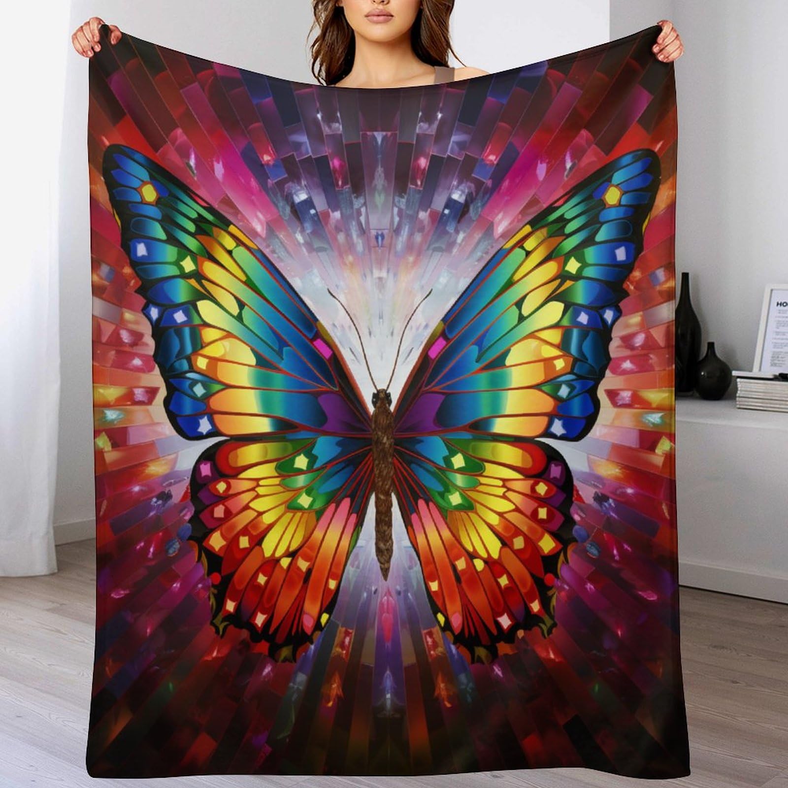 Couverture de canapé en flanelle papillon 130x150cm jeté de lit