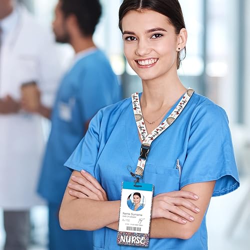 Miniatura 7 de Plifal Insignia de enfermera portatarjetas para enfermera, accesorios de enfermería, purpurina colorida vertical de identificación con nombre de