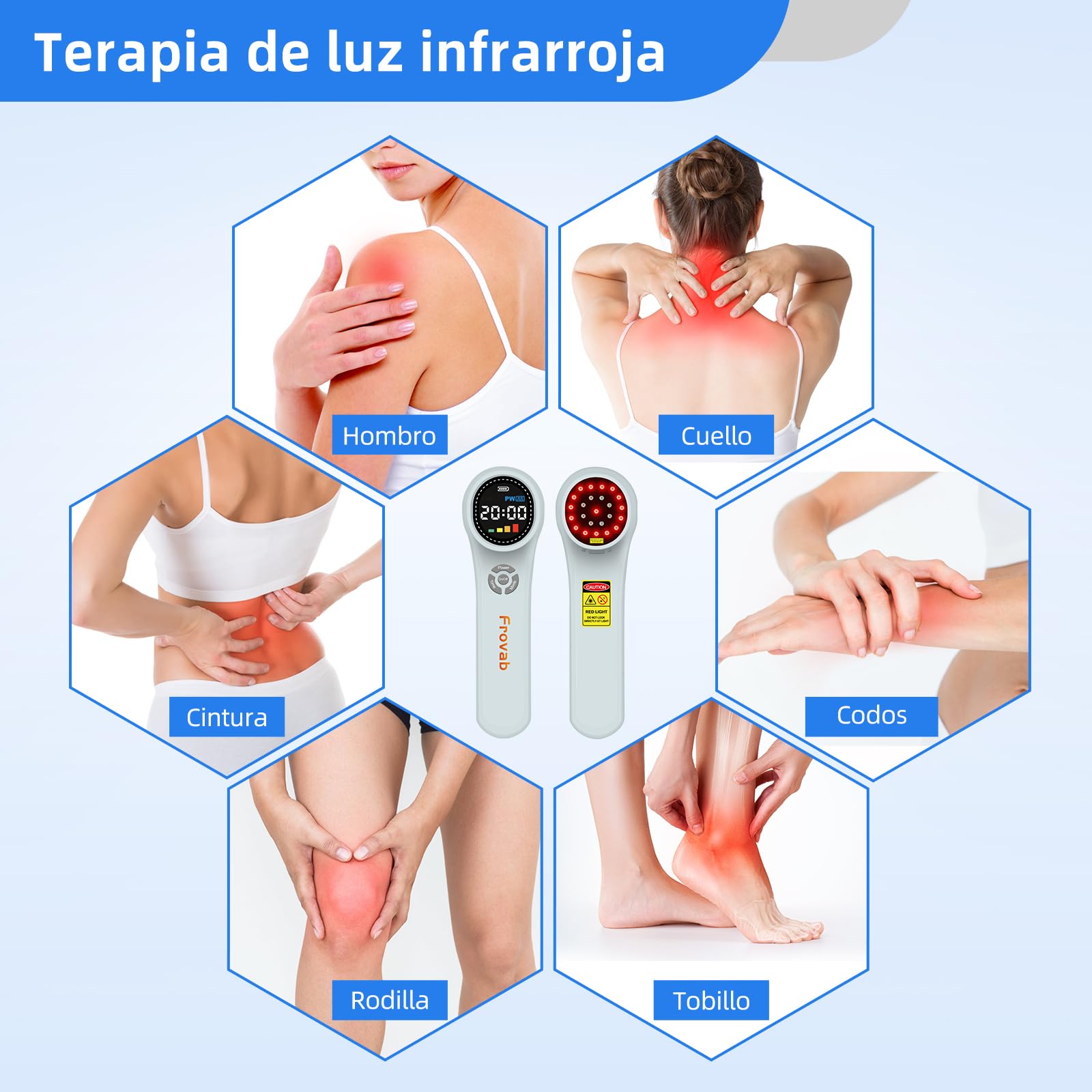 Terapia de luz roja portátil, 4x980nm 4x810nm 16x660nm, Los dispositivos de terapia de luz roja, Terapia de luz infrarroja, Máquina de terapia para el cuerpo para relajar el cuerpo y aliviar el dolor