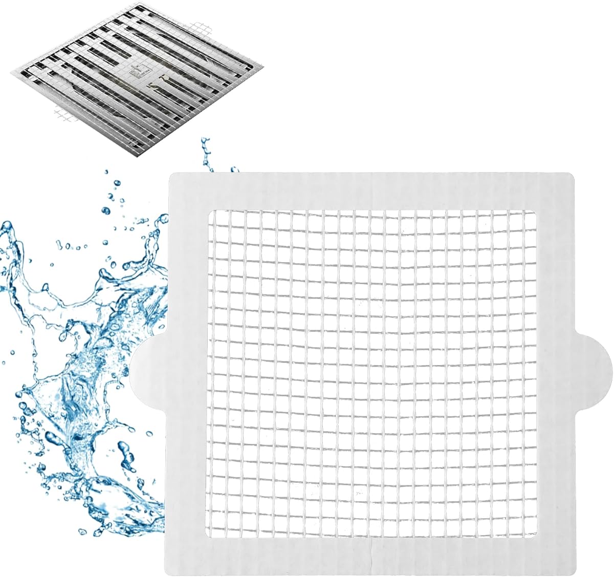 30pcs Disposable Shower Drain Hair Catchers, Mesh Stickers Hair Drainer, Hair Catcher Shower Drain Flat, Hair Strainer, Hair Filter, Hair Stopper for Bathroom/Bathtub/Kitchen Drain (Square)
