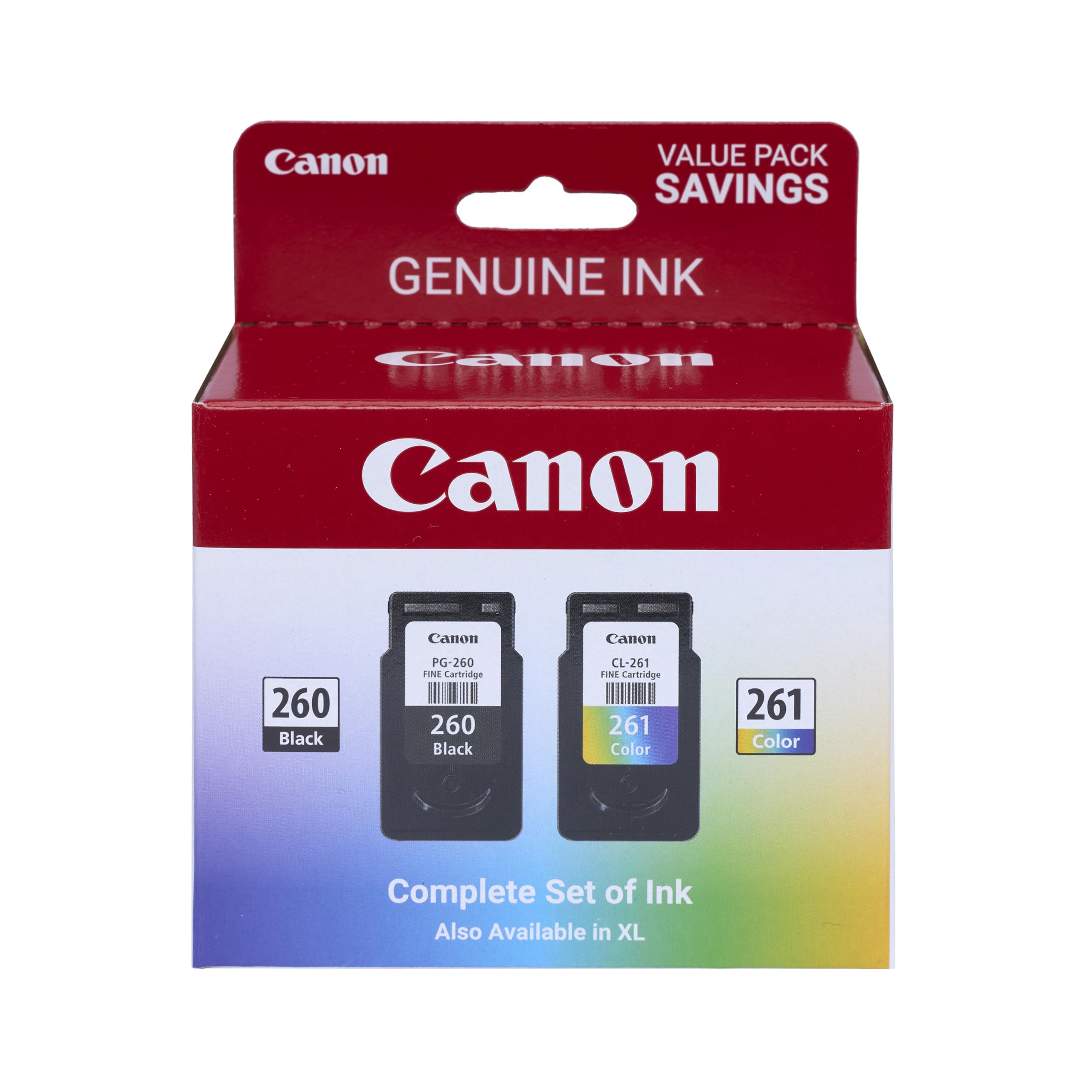 Canon PG-260 / CLI-261 Genuine Ink Value Pack (2 Cartridges), Compatible with TS5320, TR7020 | Compatible with TS5320, TR7020