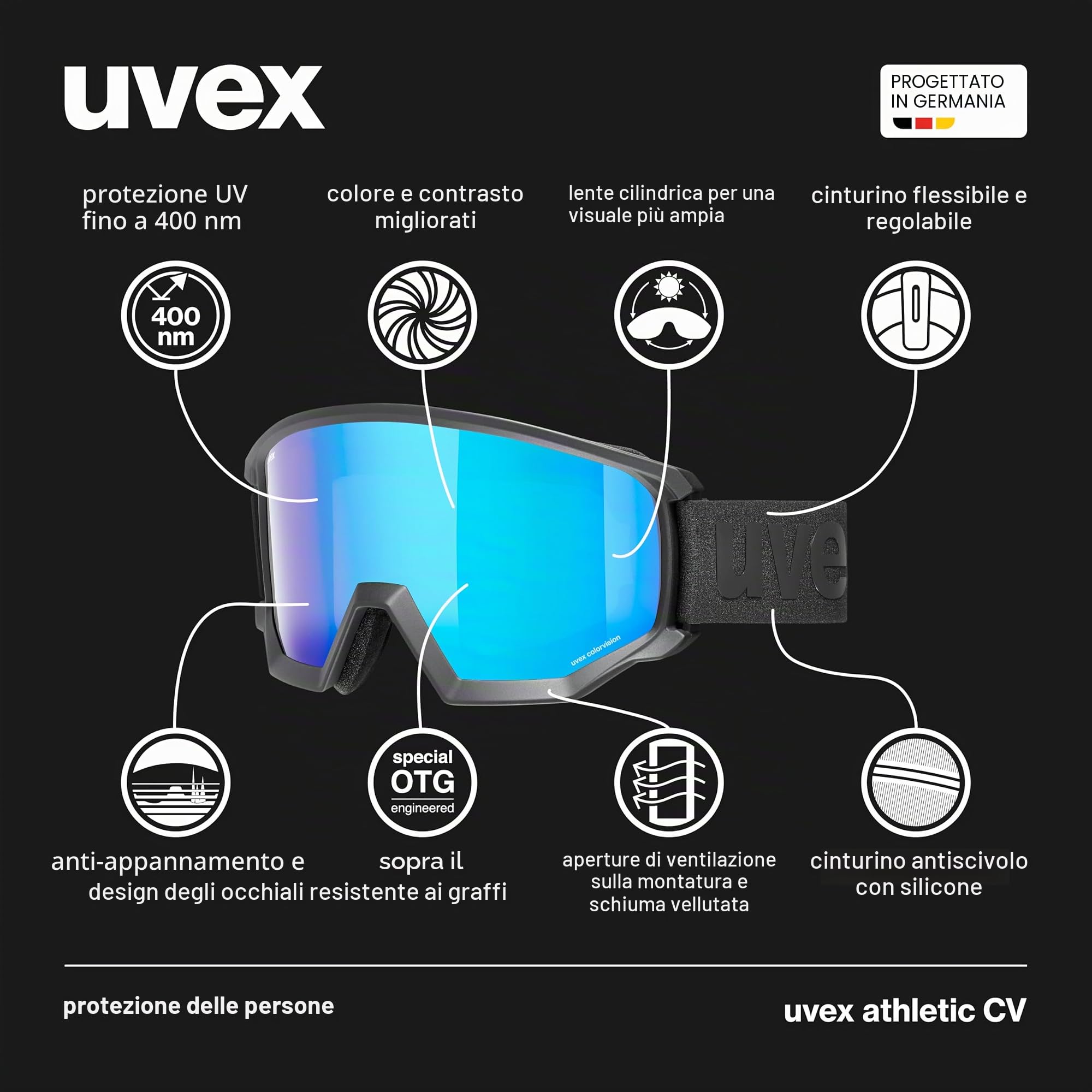 Uvex Uvex Athletic Cv maschera da sci Unisex - Adulto (Pacco da 1)