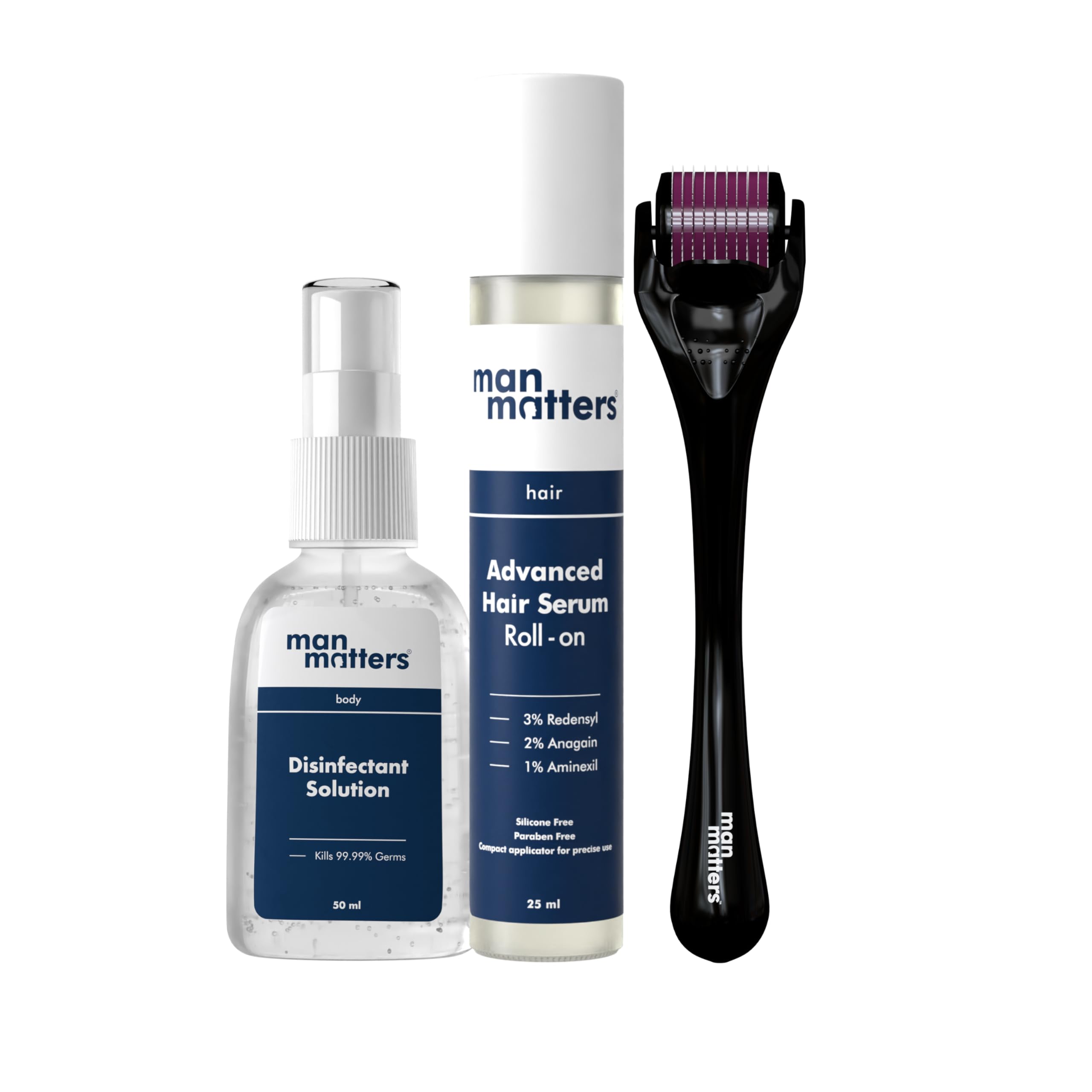 Man Matters Hair Growth Serum Roll On For Men (25ml) with 1.00 mm Derma Roller & Disinfectant | Promotes Hair Growth, Reduces Thinning & Improves Hair Serum Absorption | 540 Titanium Alloy Needles-image-4