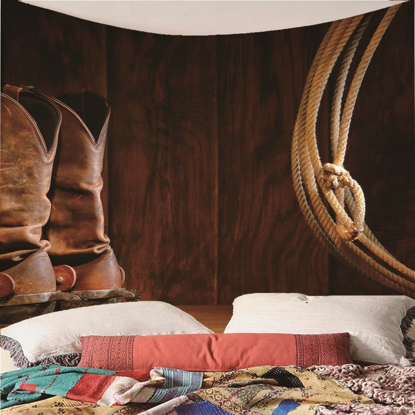 Gobelin ścienny do sypialni, dekoracje ścienne, buty i liny, poliester, brązowy, 150 x 130 cm, do wnętrz