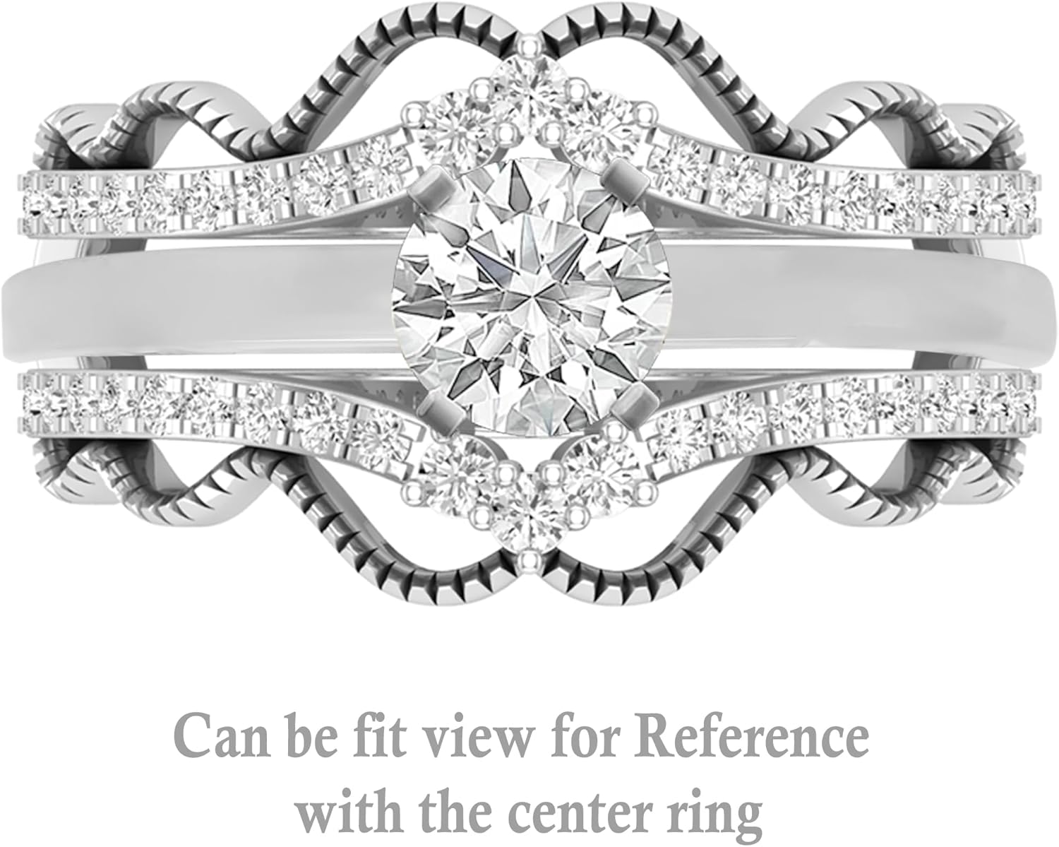 Dazzlingrock Collection 0.33 Ctw Round White Natural Diamond Double Chevron Enhancer Guard Wedding Ring for Women in 925 Sterling Silver