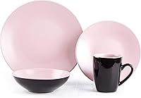 Vista 207 de Colors Life juego de vajilla, exterior negro brillante con interior de color mate