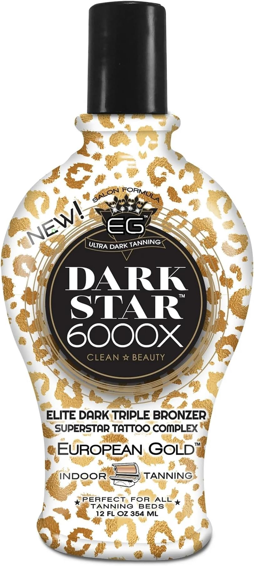 European Gold Dark Star 6000X Ultra-Dark Tanning Lotion with Triple - Bronze Formula for Deep, Long-Lasting Tan and Skin-Nourishing Ingredients - 12 oz
