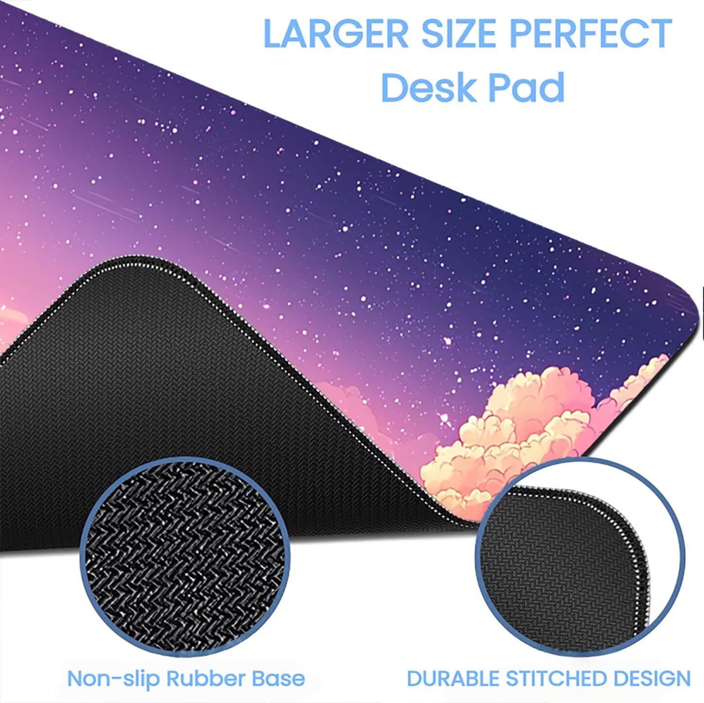 Lpfieonn Mond Großes Schreibtischunterlage, XXL Schreibtischunterlagen, Rosa XXL Wasserdicht Gaming Mousepad mit Vernähter Rand und Rutschfeste Gummibasis, für Laptop/Hause/Büro 120x60cm PF-3375