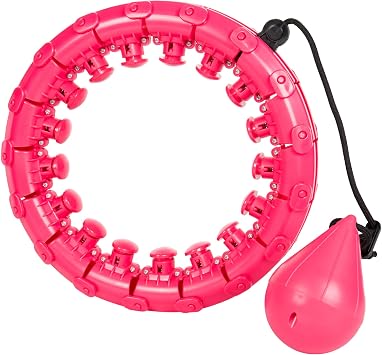 ASAB Weighted Hula Hoop for Adults and Kids 360 Degree Spinning Ball Easy to Assemble Fitness Smart Hula Hoop Adjustable Size 24 Knots for Abdominal Exercise Hoop Detachable Ring Gymnastics