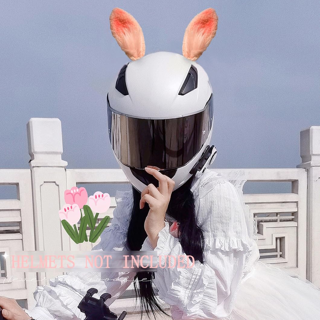 KORKUS 1 Pair Rabbit Ear for Helmet Plush Helmet Ears Helmet Accessories Helmet Decoration for Ski Bike Motorcycle Helmet Lotus Pink, yxtk0335