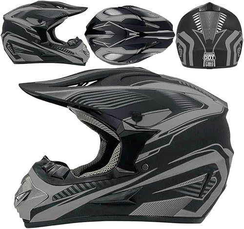 Miniatura 2 de Casco de motocross, casco para jóvenes y adultos para cuatrimoto, motocross, BMX, cuatrimoto todoterreno para montaña, certificado DOT, con guantes,