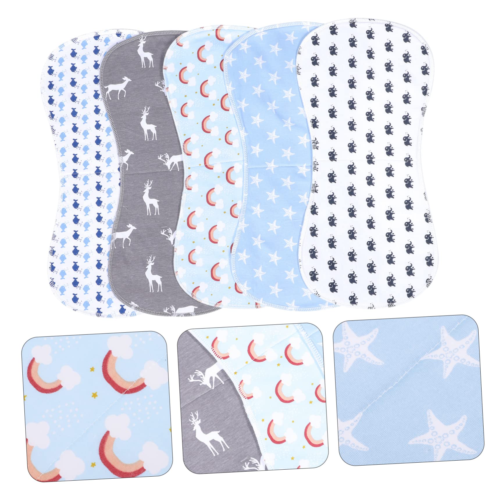 BESTonZON 5 Stück-pack Spucktücher aus Baumwolle 2-lagig Hält Kleidung Trocken für Neugeborene für Babyparty Zufälliger Stil