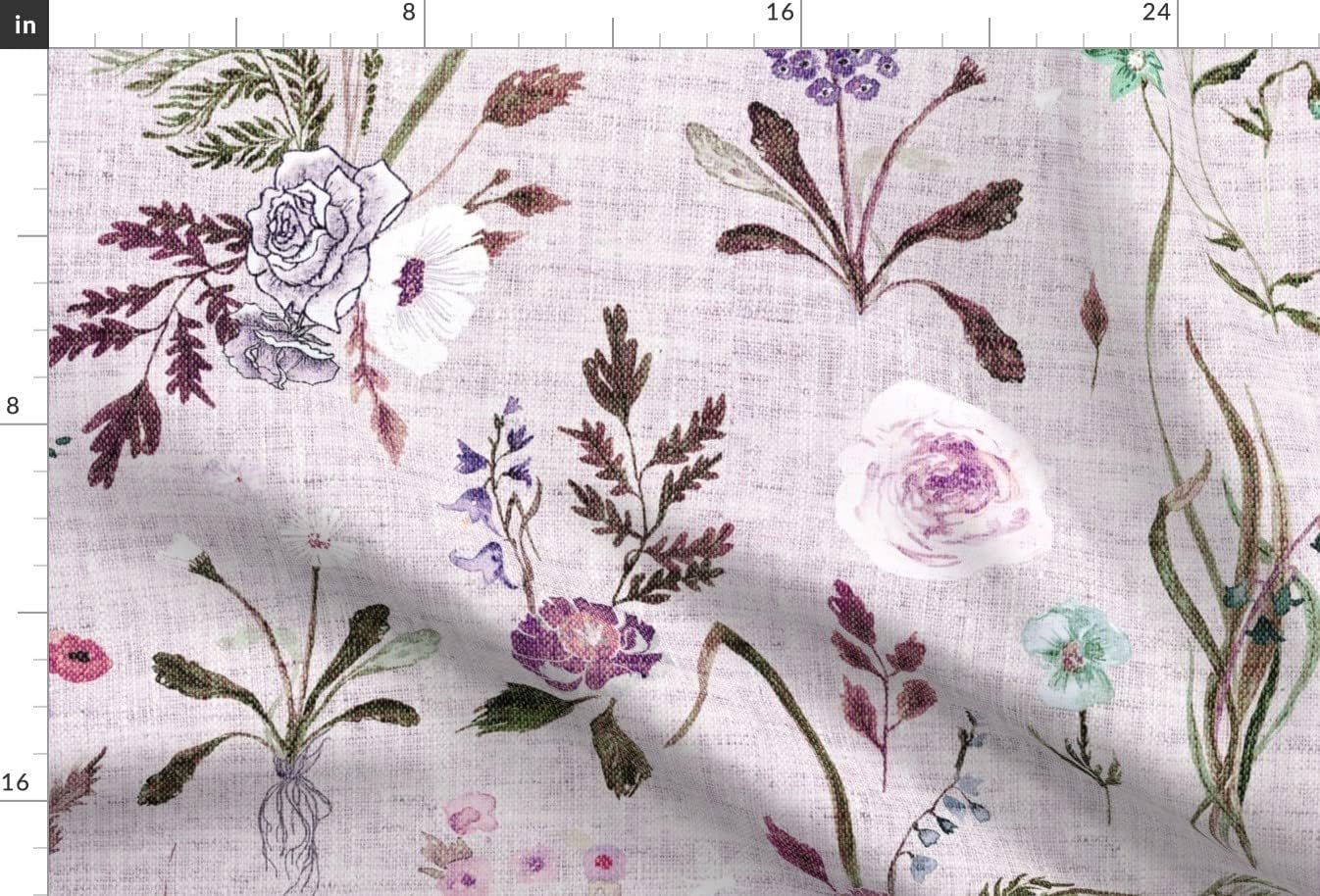 Spoonflower Fabric - Floral Botanical Feminine Lavender Garden Woven Look Flowers Nature Printed on Minky Fabric by The Yard - Sewing Baby Blankets Quilt Backing Plush