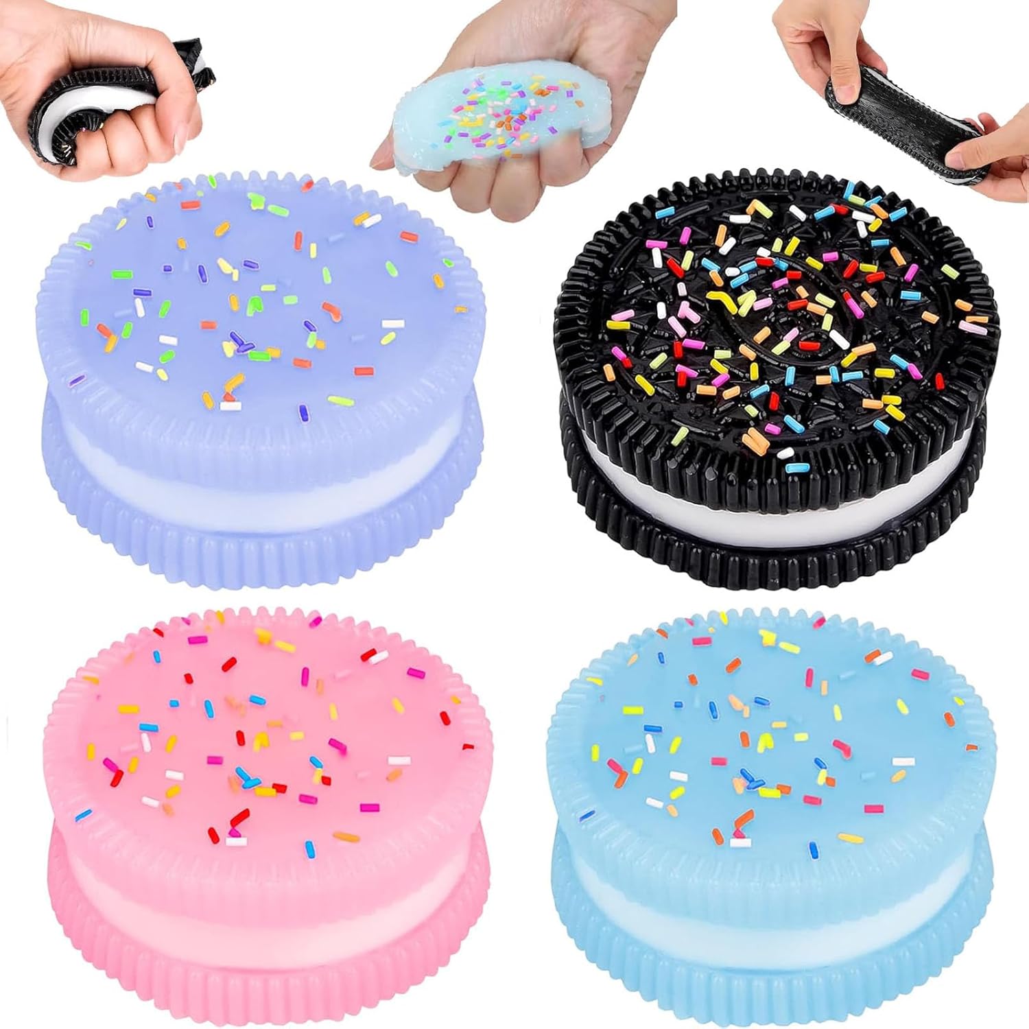 Taba Squishy, 4PCS Fufu Squishy Biscuit Stress Relief Toy Squishy with Colored Candy Fidget Toys for Squishy Pinching Biscuit Simulation Toy Decompression Toy for Adults Kids