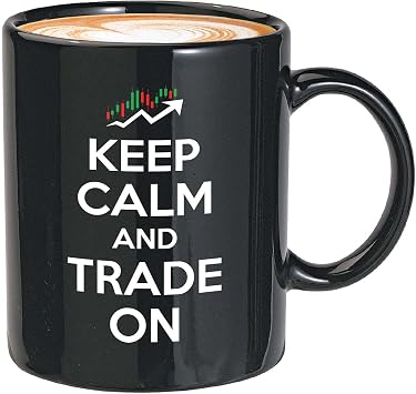 Bubble Hugs Stock Trader Coffee Mug - Keep Calm And Trade On - Investment Stock Market Traders Brokers Financial Adviser 11oz Black