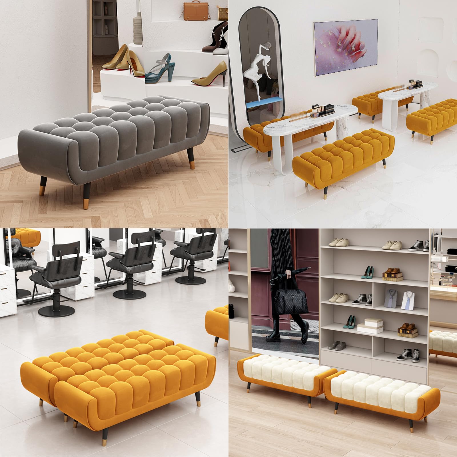 Sitzbank mit m segmentiertem Schaumstoff für Schlafzimmer Wohnzimmer Flur – 100 cm Fußbank ideale per Ankleidezimmer und Shops - Robusto e stilvoll.