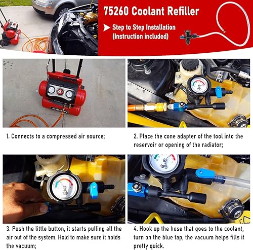Miniatura 2 de Camoo 75260 Kit de recarga de refrigerante para sistema de refrigerante, elimina el aire atrapado, universal, se adapta a todos los sistemas de