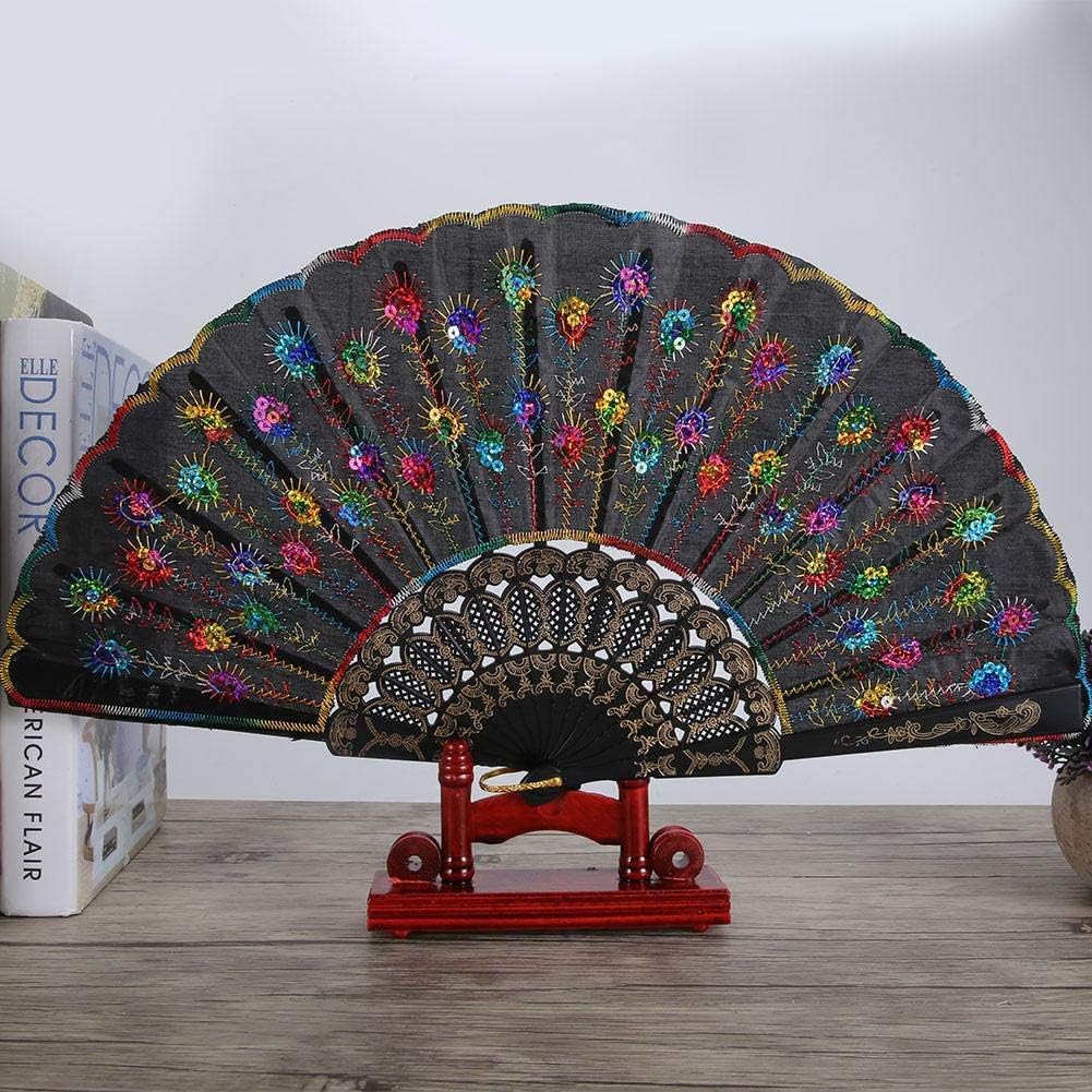 AUNMAS Decorative Folding Fans Display Stand - Chinese Handy Fan Stand Organizer for Home Office Desktop Decoration (Holder Only)