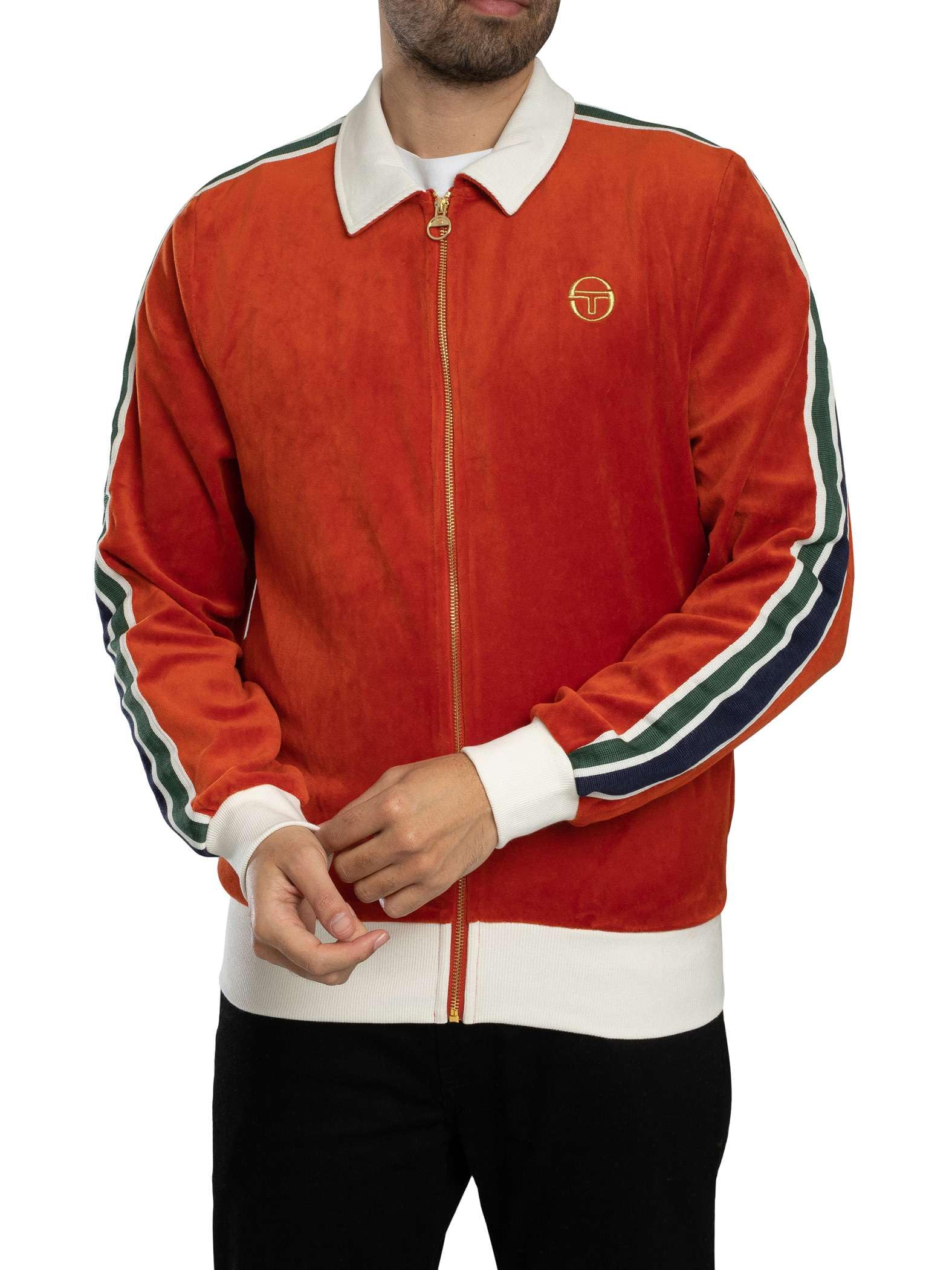 Sergio Tacchini Men's Rooibos Tea/Gardenia Monte Velour Track Jacket, L