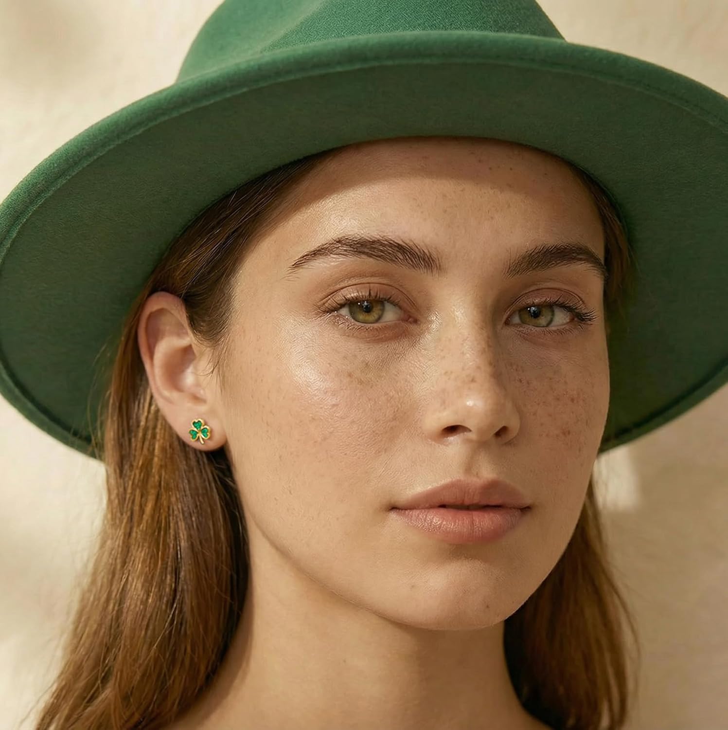 SLUYNZ 925 Sterling Silver CZ Leaf Clover Earrings Stud for Women Teens Shamrock Studs Earrings Love Clover Earrings Green for Spring - Image 3