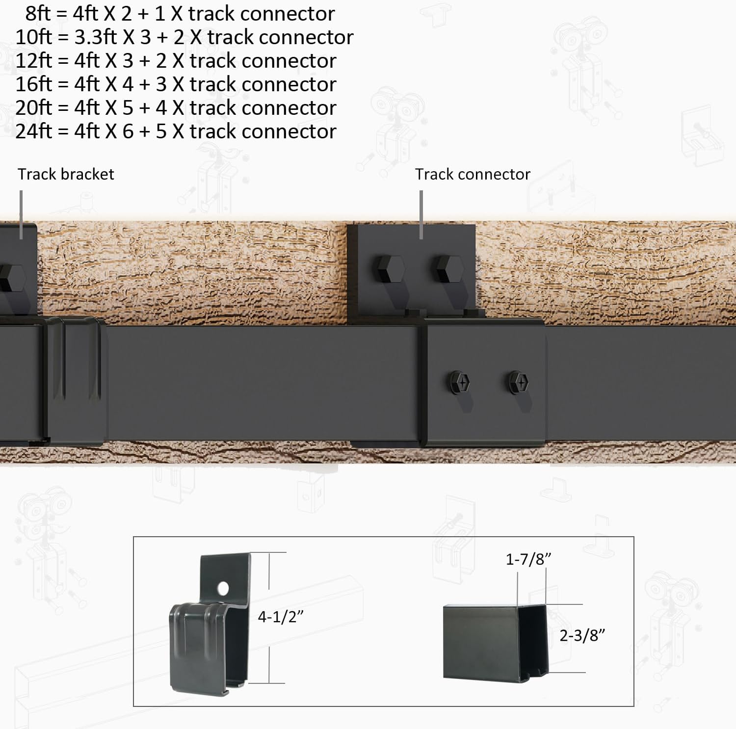 DIYHD 16FT Exterior Double Sliding Barn Door Hardware,Heavy Duty Wall Mount Box Track Kit for Outdoor Use,MAX Load 300lbs,Kit to Hang 2 Doors(Fit 48" X 2 Door)