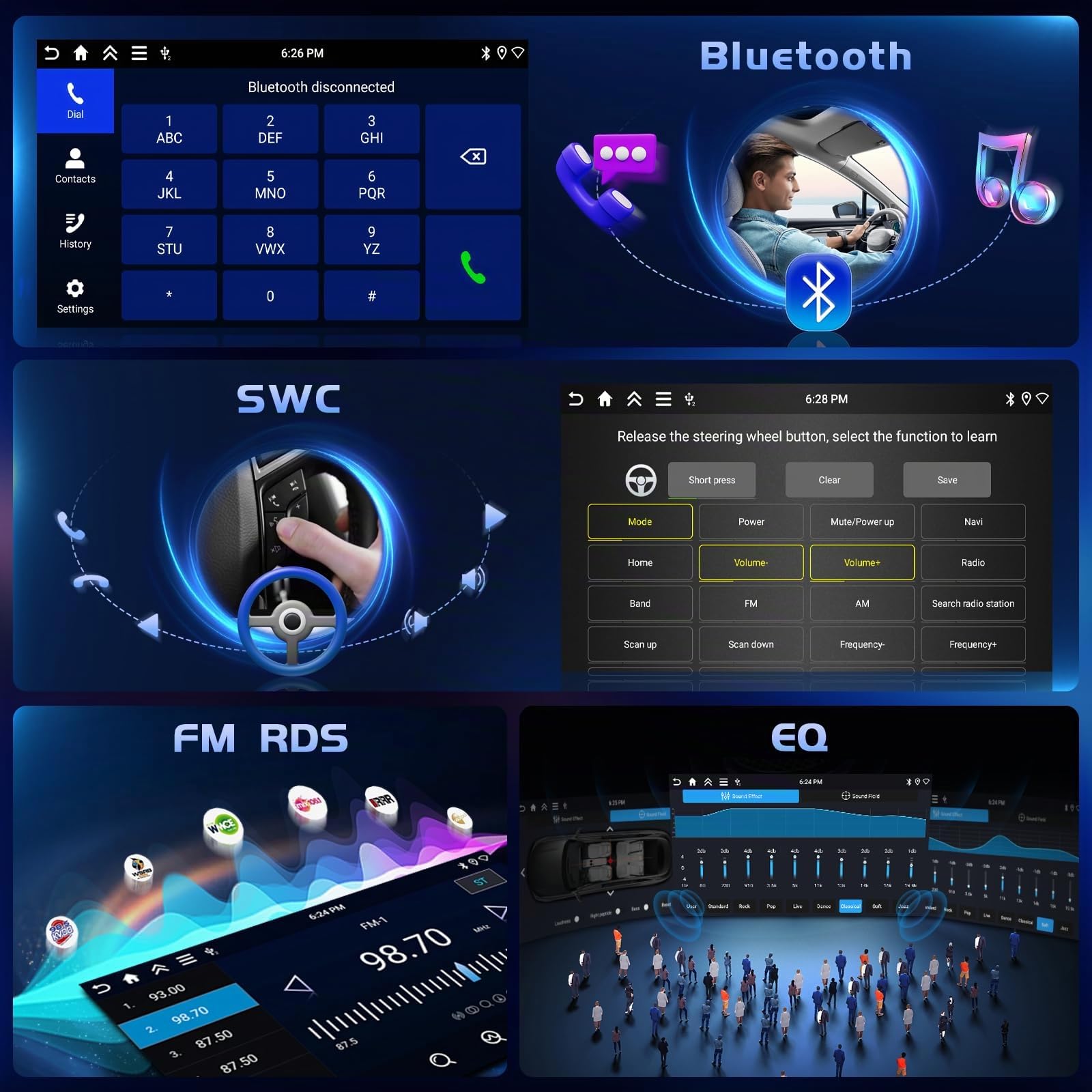 Hikity 4+128G Android Radio Coche para Opel Astra H/Zafira B/Corse C D Inalámbrico Carplay, Pantalla Táctil Incell 7 Pulgadas Android Auto/Bluetooth 5.0/GPS/FM/RDS/Cámara Trasera(Gris Acero)