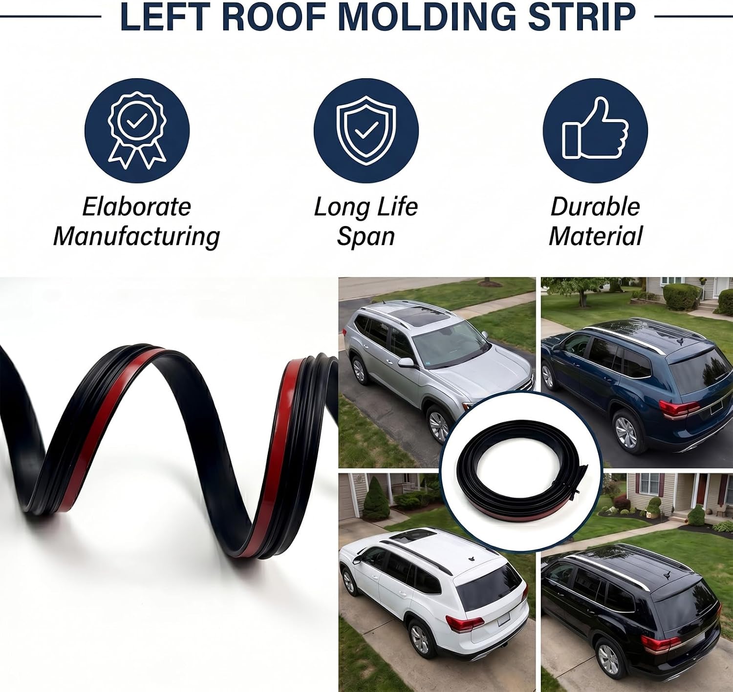 Left Roof Molding Strip 55079291AD for Jeep Grand Cherokee 2011-2022, Passenger Side Roof Drip Rail Trim Seal, Direct Fit Roof Trim Replacement for Weather Sealing and OEM-Style Repair