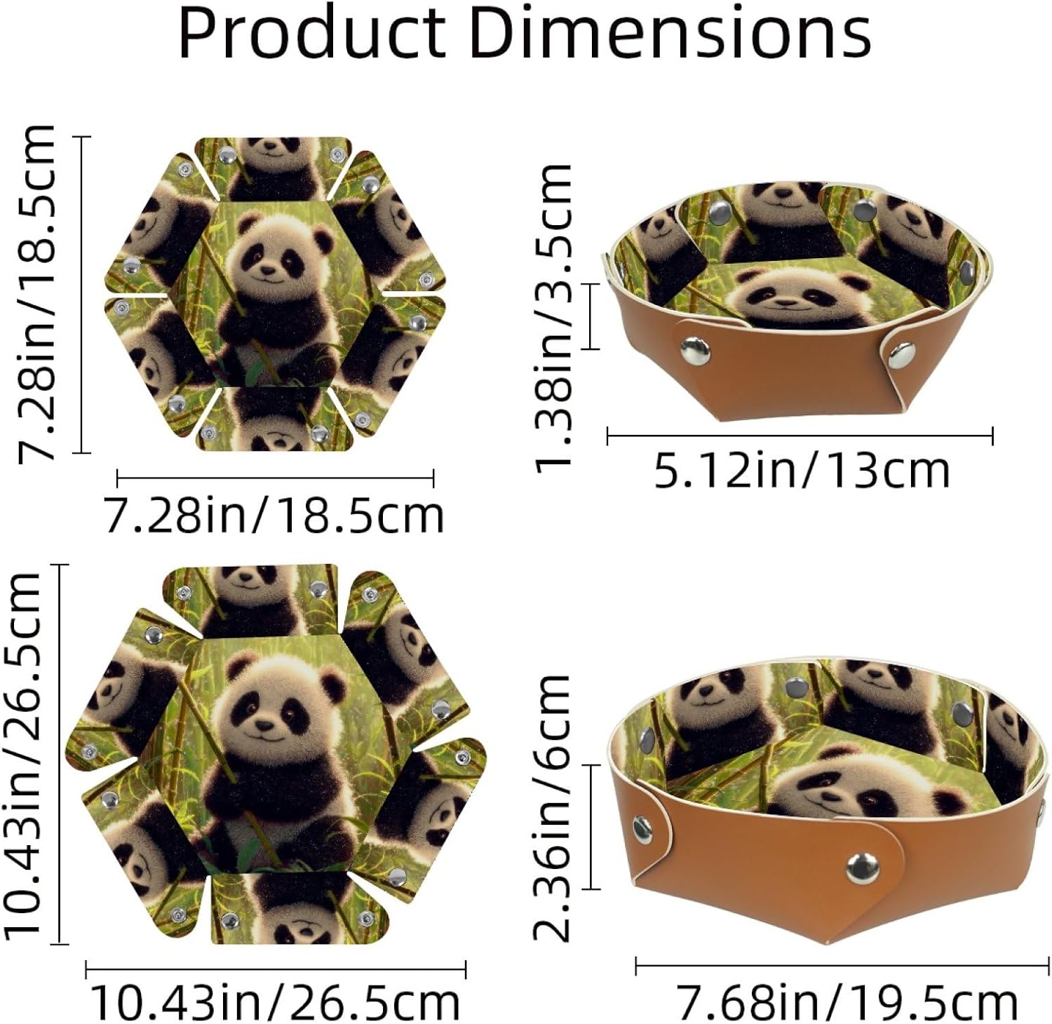 2Pcs PU Dice Holder Folding for RPG DND Table Games, Dice Trays Storage Box Portable Folding Rolling Dice Tray, Panda image 3