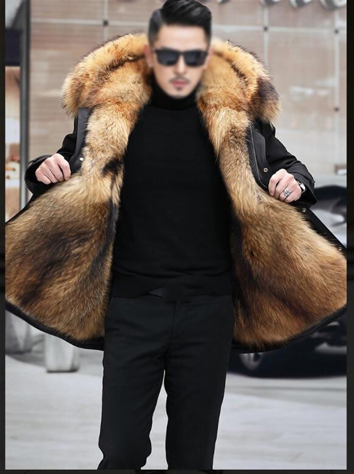 Herren Winter Lang Parka mit Abnehmbarer Plüschfutter,Warm Halten, Wind- und Wasserdicht Übergangsjacke Outdoor Daunenjacke