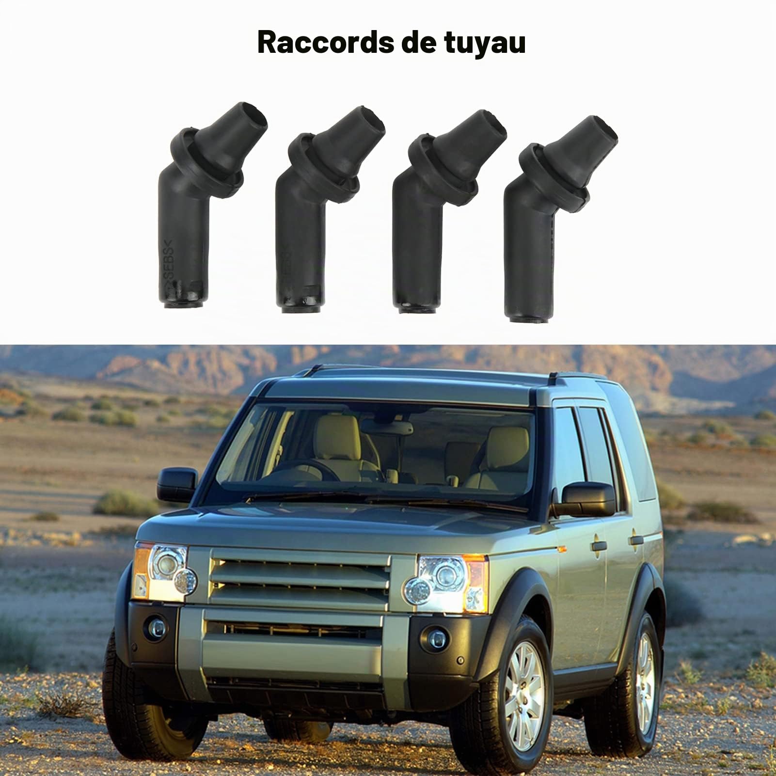 KIMISS Connecteur de Tuyau de Vidange d'eau pour Toit Ouvrant, 4 Connecteurs de Tuyau de Vidange pour Toit Ouvrant EEH500100 en Caoutchouc Noir de Remplacement pour Sport LR3 LR4