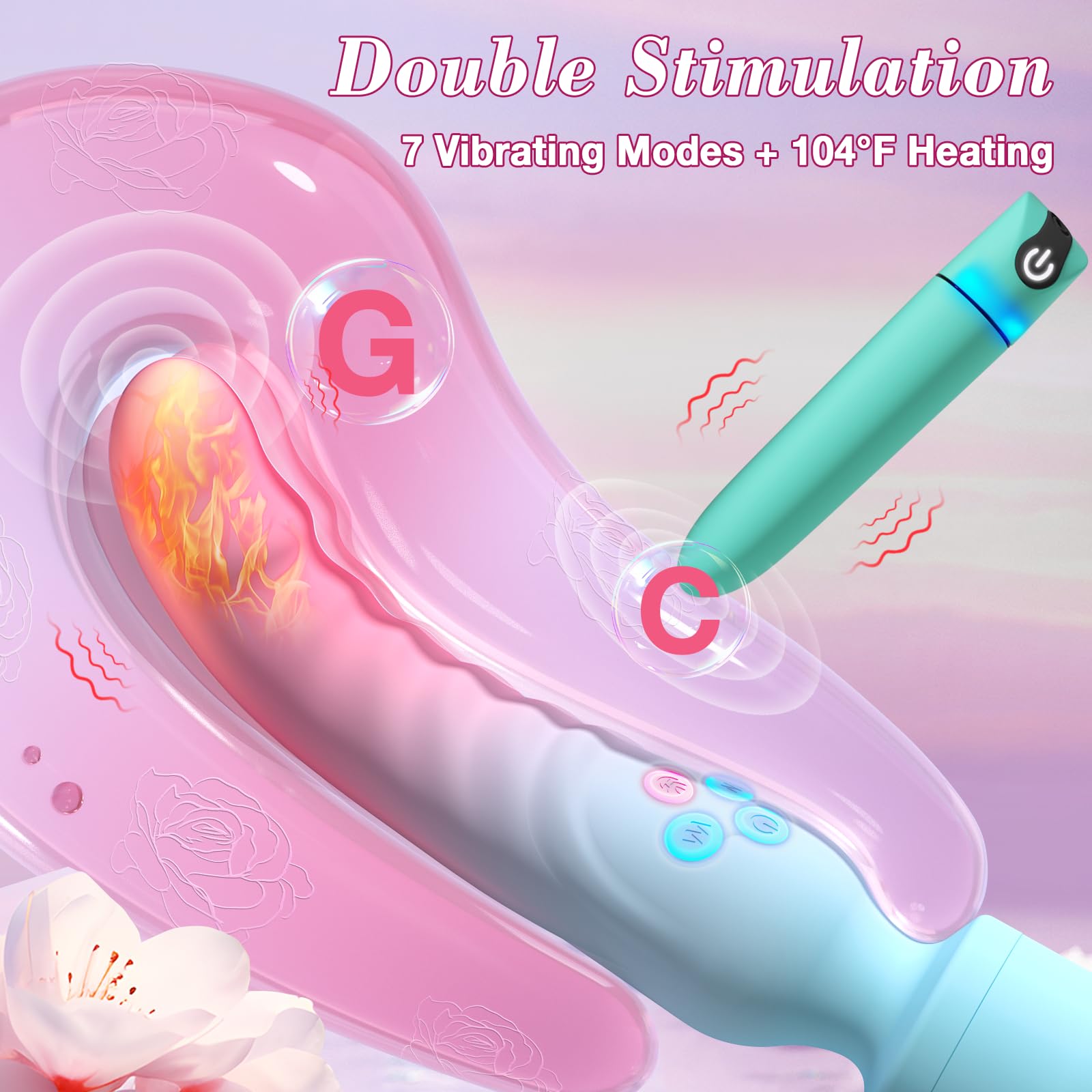G Spot Vibrator Wand & Bullet Vibrator Set - Vibrators Sex Toys for Women, Clitoral Stimulator Dildo with 7 Vibrating Modes, Waterproof Heating Wand Massager, Adult Sex Toy for Female and Couples