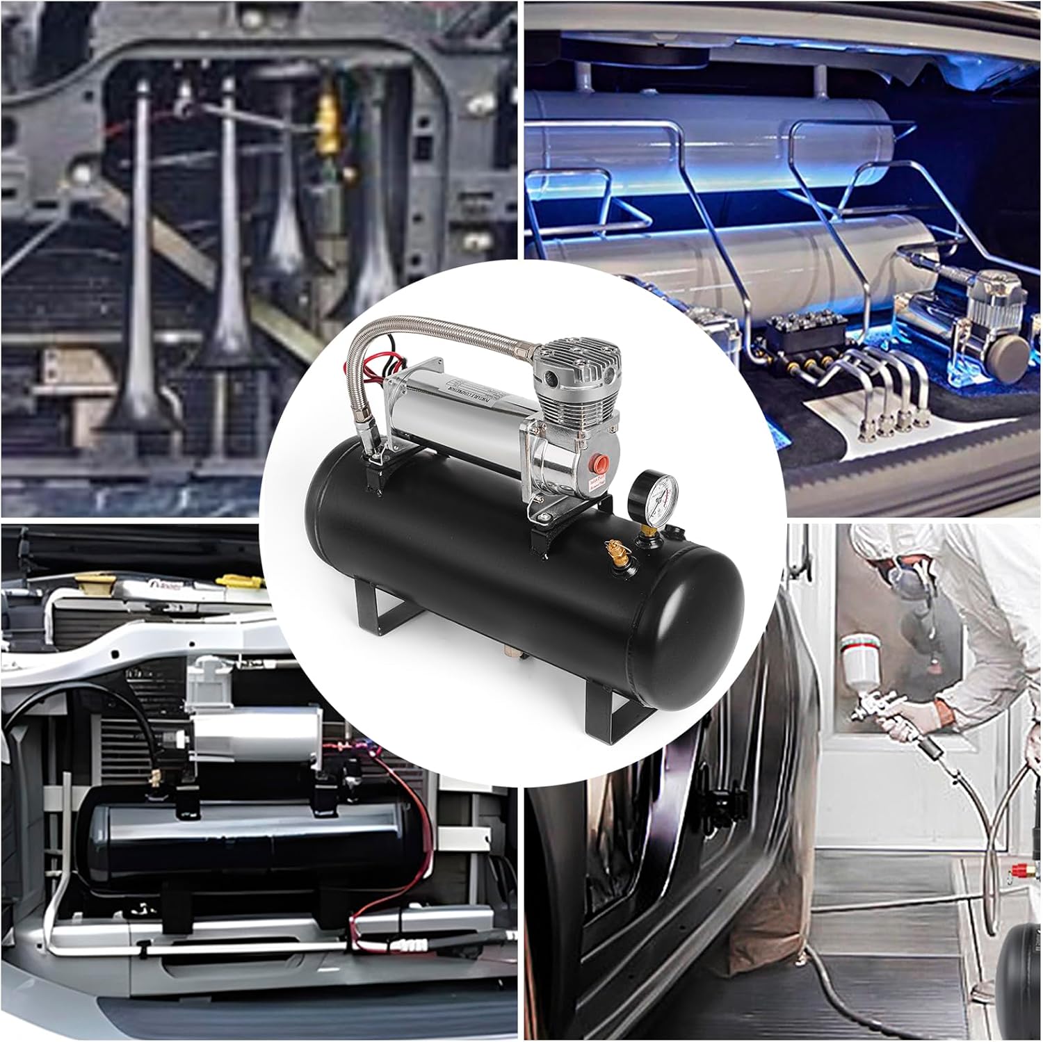 200PSI Heavy Duty Air Suspension On Board Air Compressor with 2 Gallon Tank (Integrated type) for Truck/Air Horns/Suspension/Air Locker