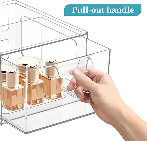 Miniatura 4 de Paquete de 4 cajones organizadores de maquillaje de plástico apilables, organizadores de acrílico, contenedores de almacenamiento transparentes con