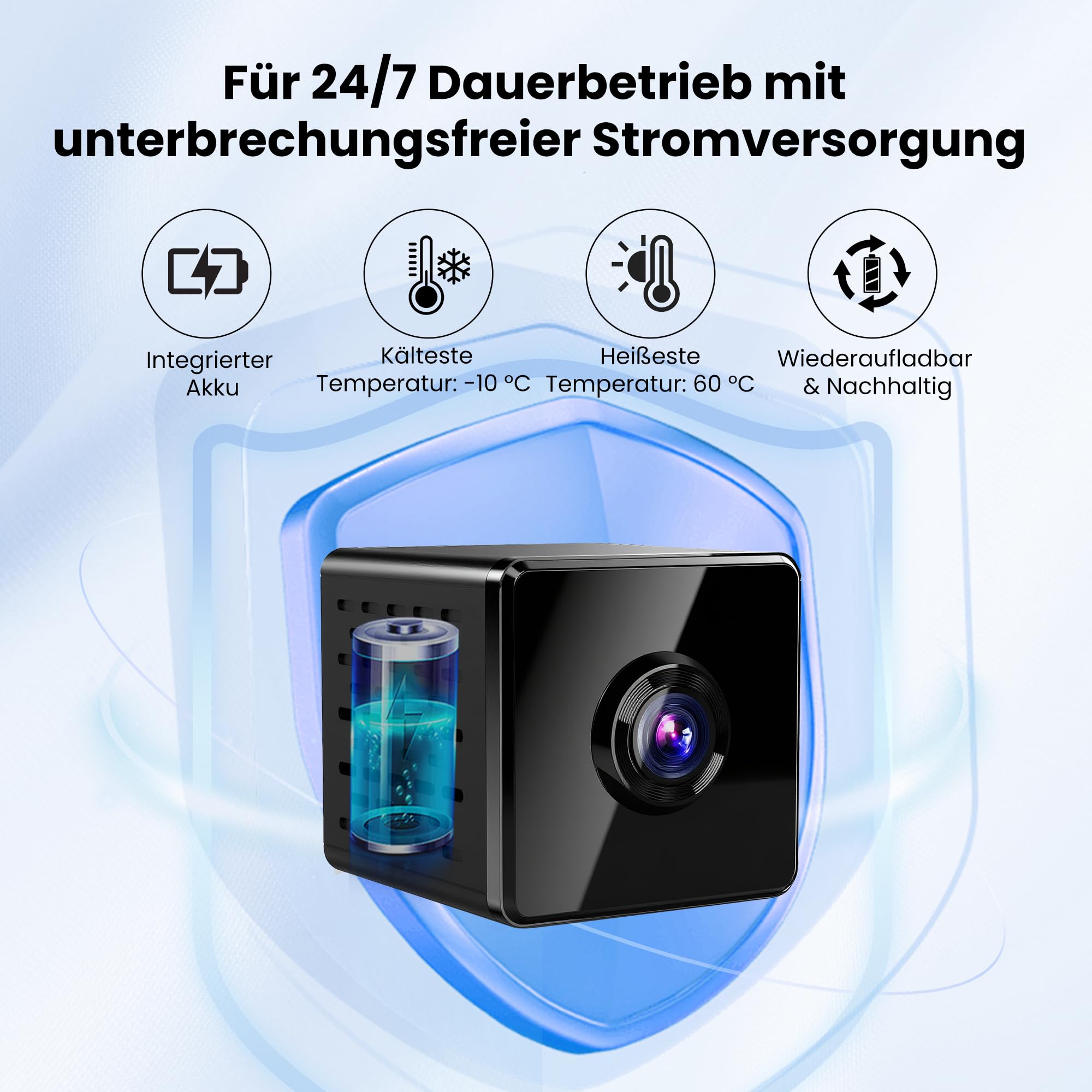 javiscam Mini Kamera inklusive Eurostecker,4K WiFi Überwachungskamera Innen Akku mit Nachtsicht, Kamera überwachung innen mit Bewegungserkennung/Cloud- & SD Speicher/Echtzeit-Video für Haustier,Baby