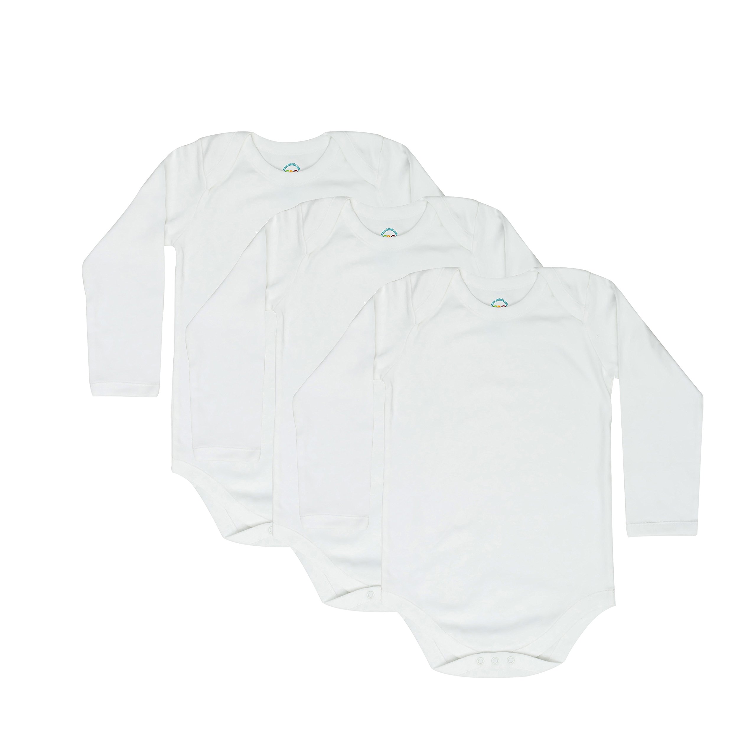4T 5T 6T Toddler Bodysuits Long Sleeve Envelope Neck 3 Pack (3T)