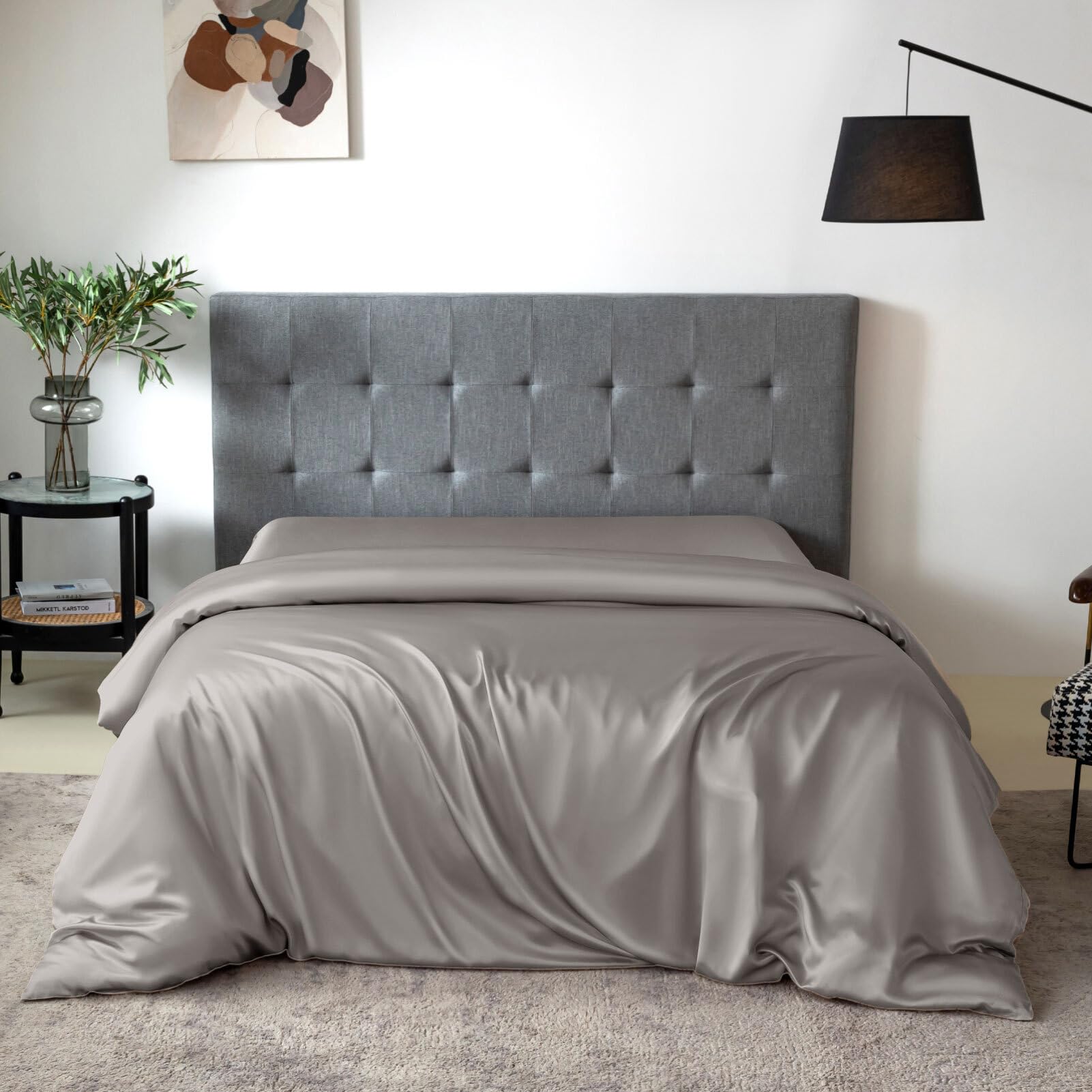 THXSILK Silk Duvet Cover 100% 7A+ Mulberry Silk King Grey