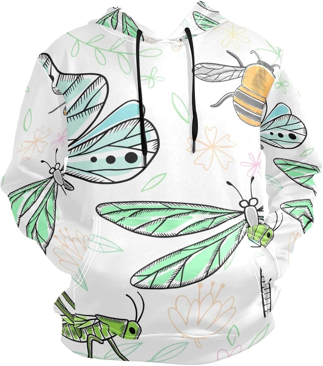 Cute Insect Butterfly Dragonfly Hoodie 3D Sweatshirts Hooded Kangaroo