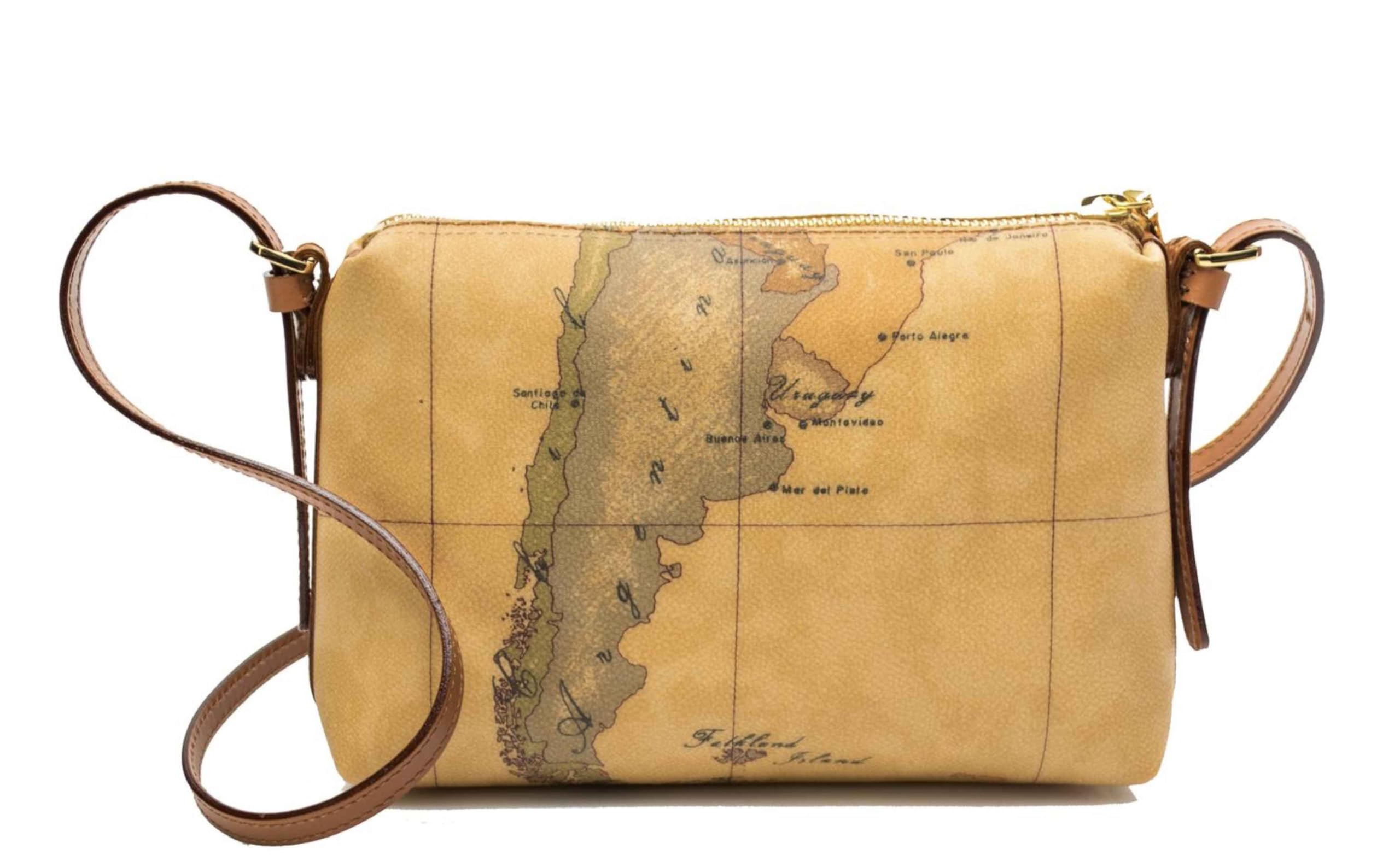 Sac à Bandoulière Moyen Alviero Martini 1re Classe – Naturel, Cuir Et Toile (neuf Avec étiquettes)