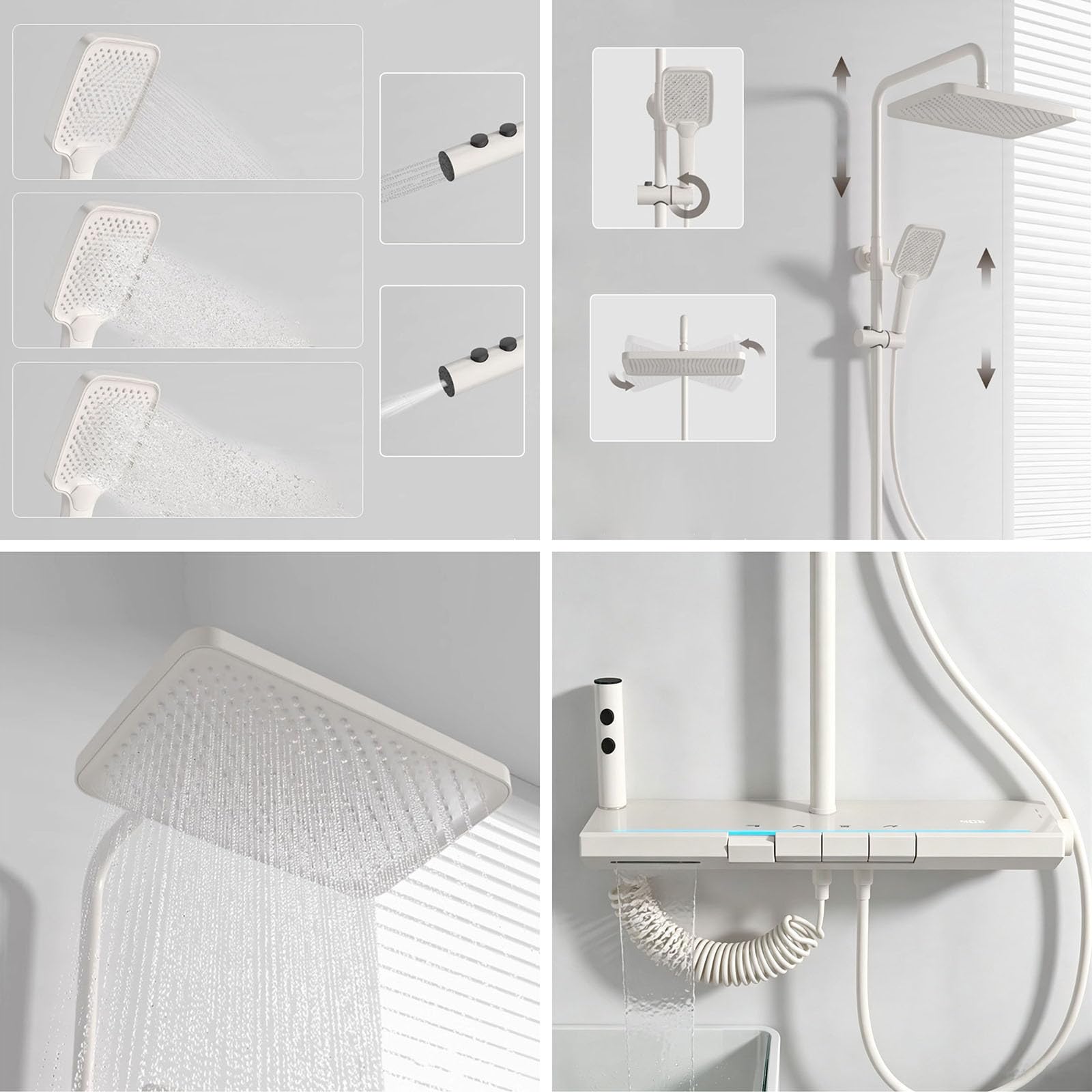 Columna de Ducha Exterior para Pared Piano Blanco