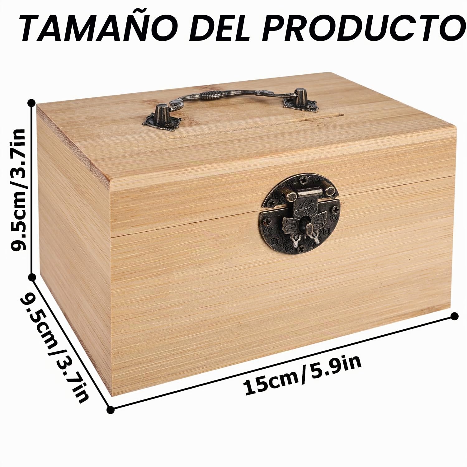 Nizirioo Baúl del tesoro de madera, cofre del tesoro con cerraduras, cofre del tesoro para pintar, joyero