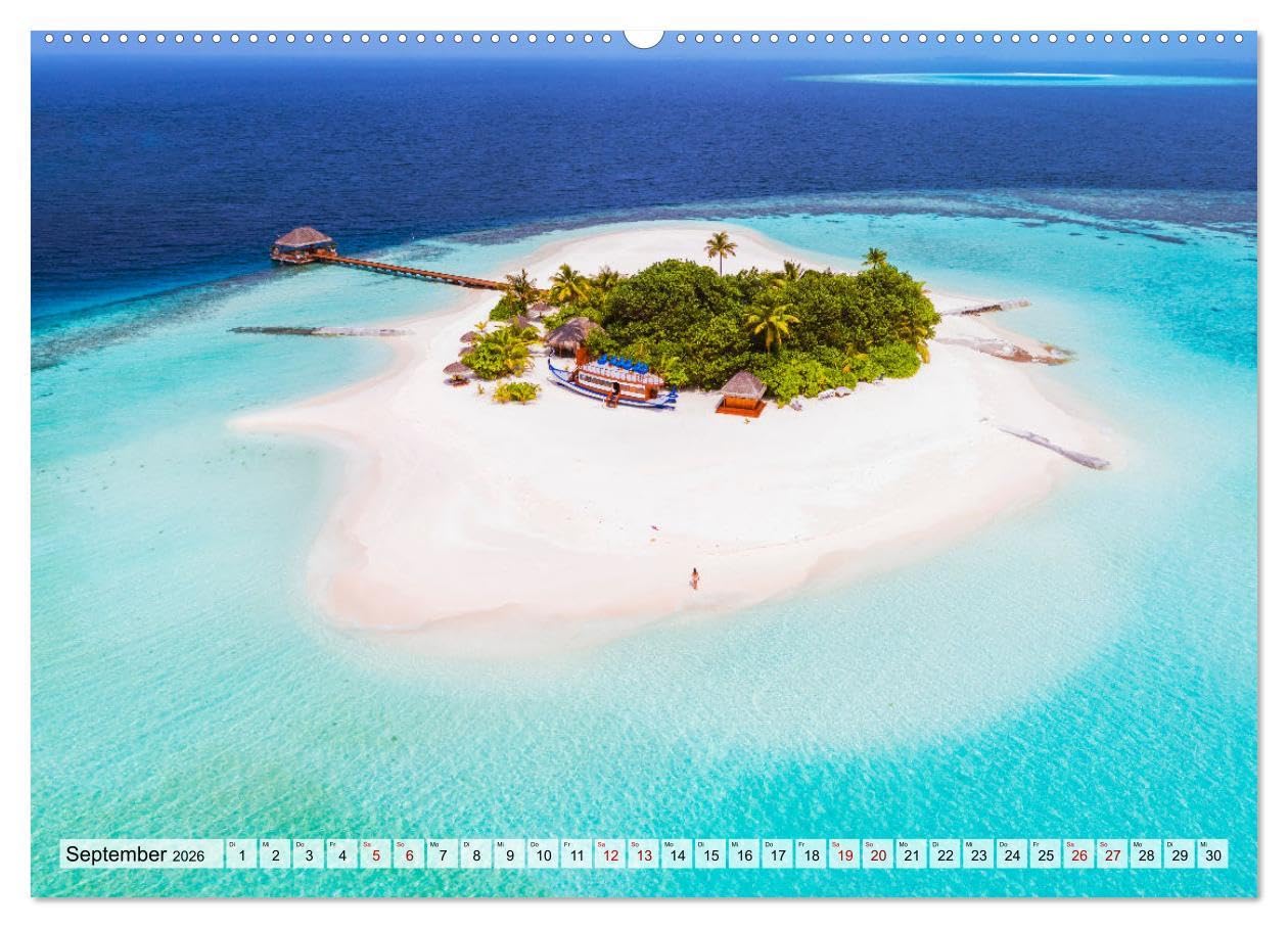 Malediven - Reise in ein Naturparadies (Wandkalender 2026 DIN A2 quer), CALVENDO Monatskalender: Wunderschöne Inseln der Malediven (CALVENDO Natur)