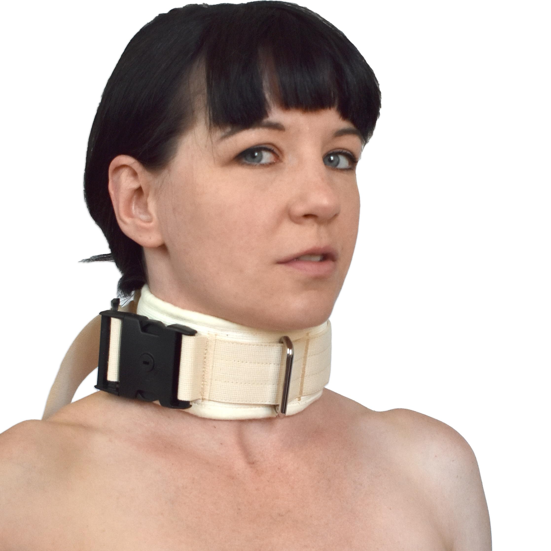 Klinik Halsband abschließbar – Bondage Halsfessel mit Schloss | Baumwolle & Schlüssel – verstellbar, unisex, Klinikspiele, BDSM, Fetisch, Dom/Sub, Unterwerfung & Psychiatrie