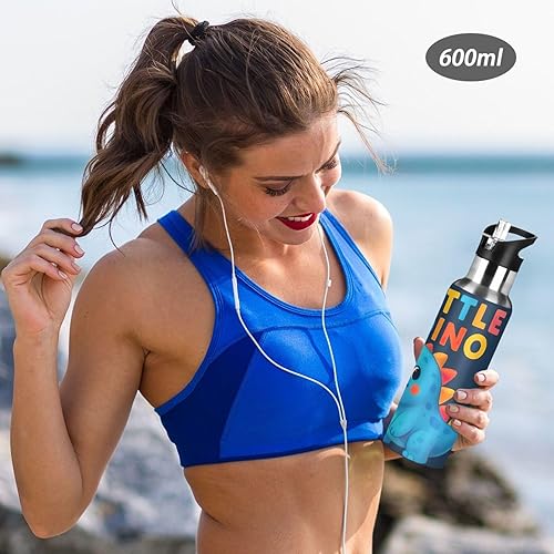 Miniatura 6 de Cute Dinosaur Blue Insulated Stainless Steel Water Bottle with Straw 32 Oz Leakproof Water Bottles, BPA-Free Sport Water Bottle Insulated