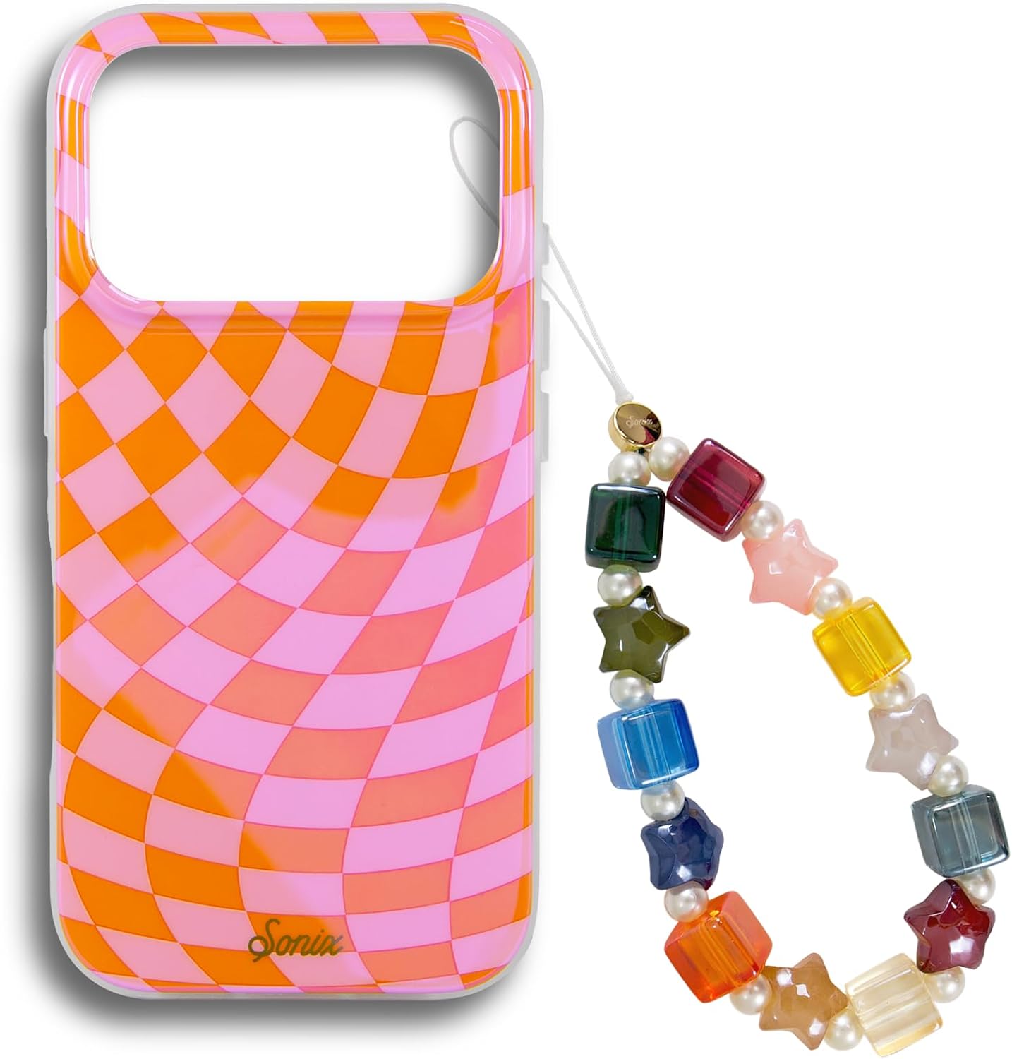Sonix Case + Phone Wristlet with Charms (Stars and Pearls) for iPhone 17 Pro | Checkmate Pink