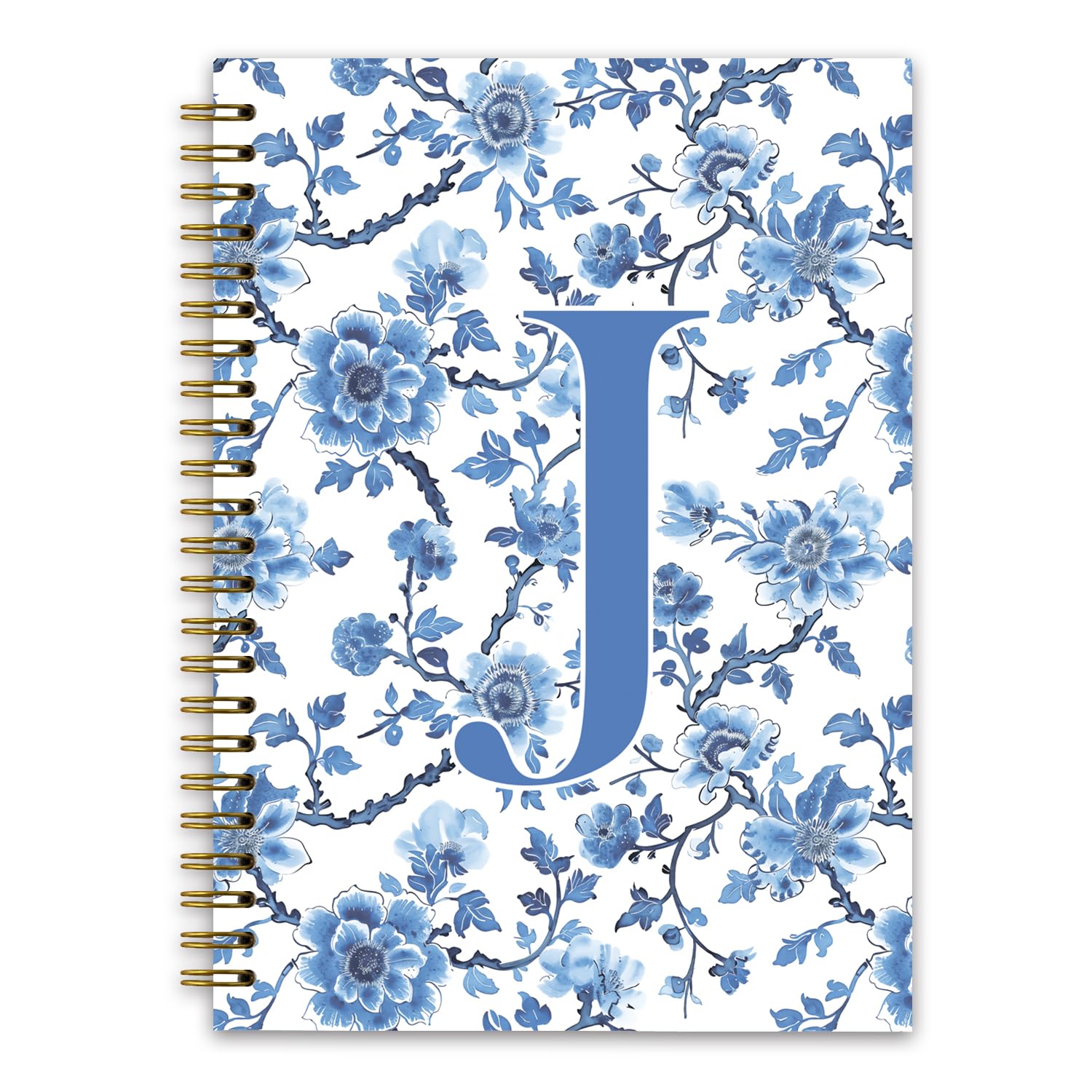 Chinoiserie - Taccuino personalizzato con lettera J | Taccuino con monogramma per donne adolescenti, diario personalizzato, quaderno a spirale a righe universitarie, 5,5 x 8,3 cm