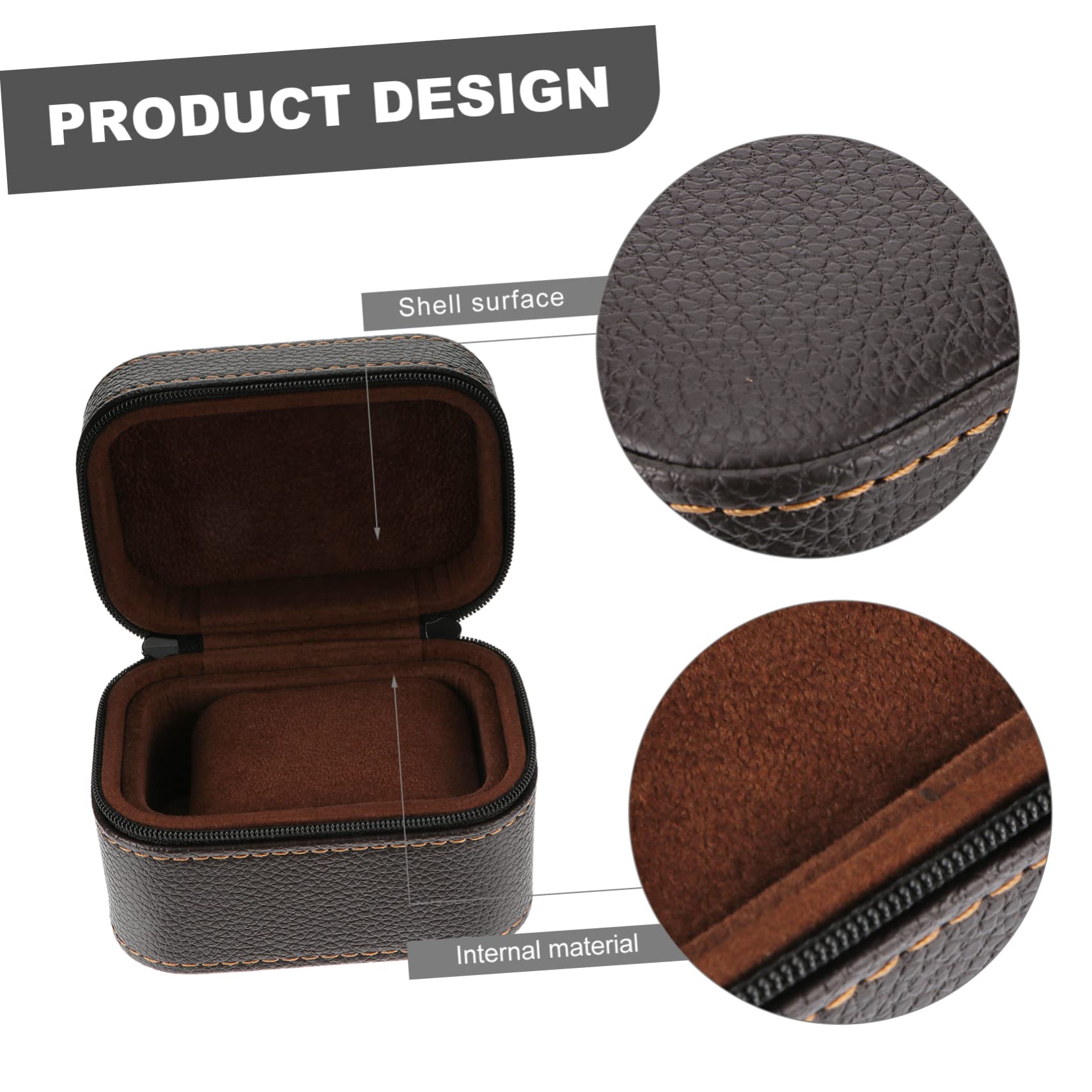 Mipcase Caja de Almacenamiento de Reloj Mini Portátil de Cuero Marrón