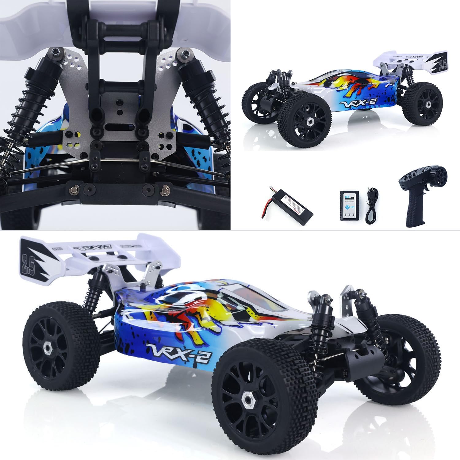 TOUCAN RC HOBBY 1/8 VRX RH812 Remote Control Off Road Vehicle AWD High Speed RC Model Car 6KG Servo Metal Upper Control Arms Rear Wing Charger