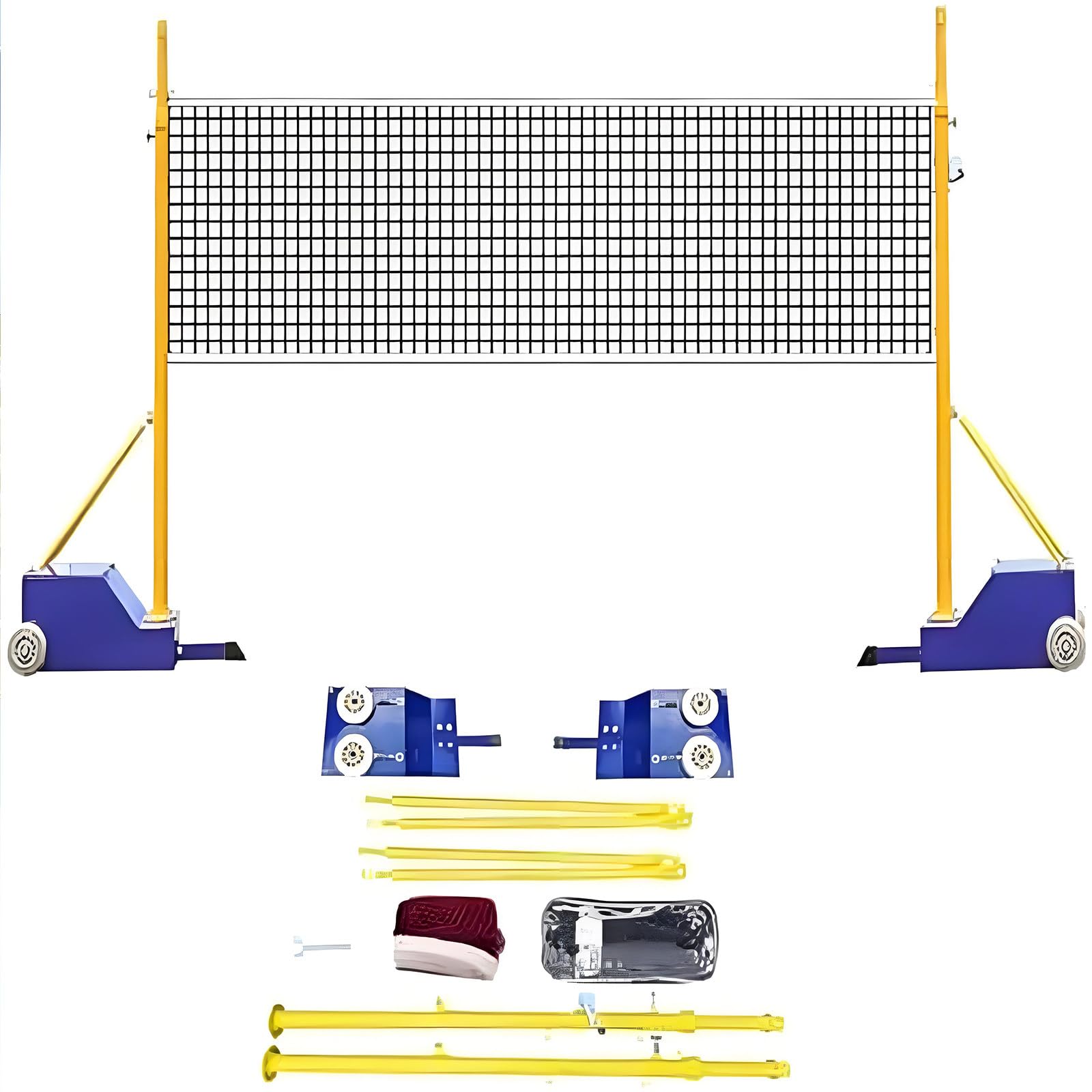Set Reti Pallavolo Resistenti, Supporto Rete Badminton Portatile,Pali Pallavolo Per Interni Ed Esterni Con Base Riempibile,Altezza Regolabile 5 A 6,9 Piedi, Per Campi Sportivi Giardino