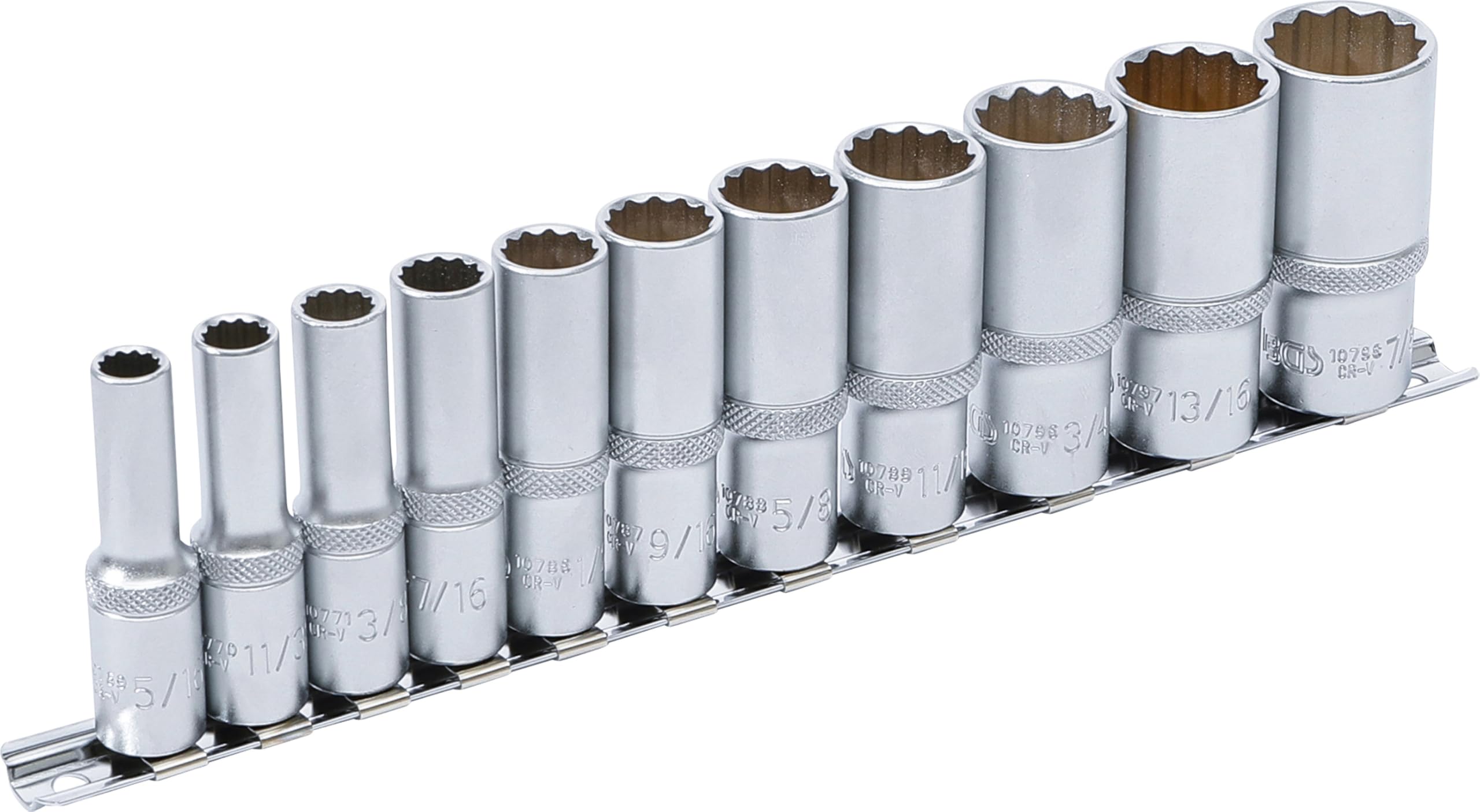 BGS 6859 | Jeu de douilles, douze pans, longues | 10 mm (3/8") | en pouces | 11 pièces