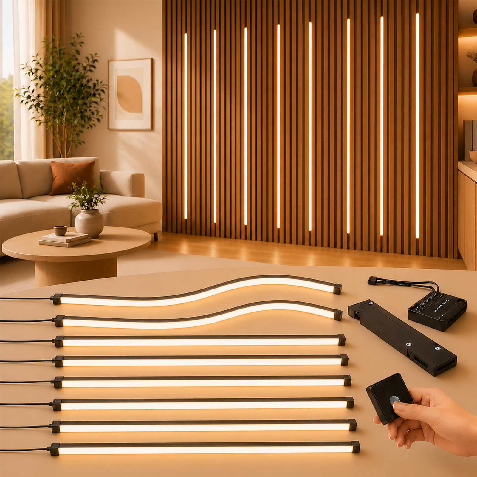 LED Strip Lights for Acoustic Wall Panels, 8 x 70 cm Embedded LED Light